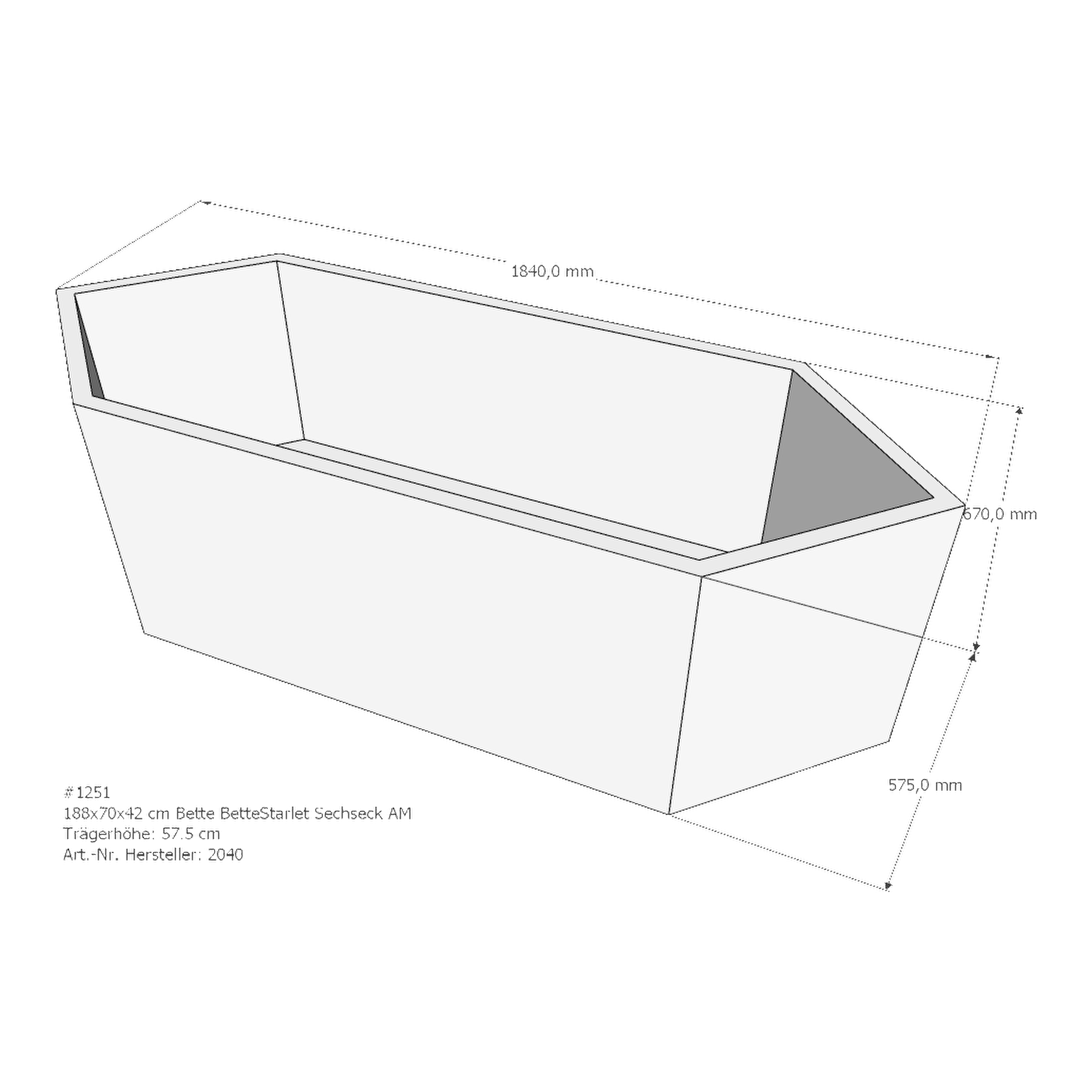 Badewannenträger für Bette StarletHexa 188 × 70 × 42 cm Breite: 70 cm / Länge: 188 cm Badewannenträger für Bette StarletHexa 188 × 70 × 42 cm Breite: 70 cm / Länge: 188 cm