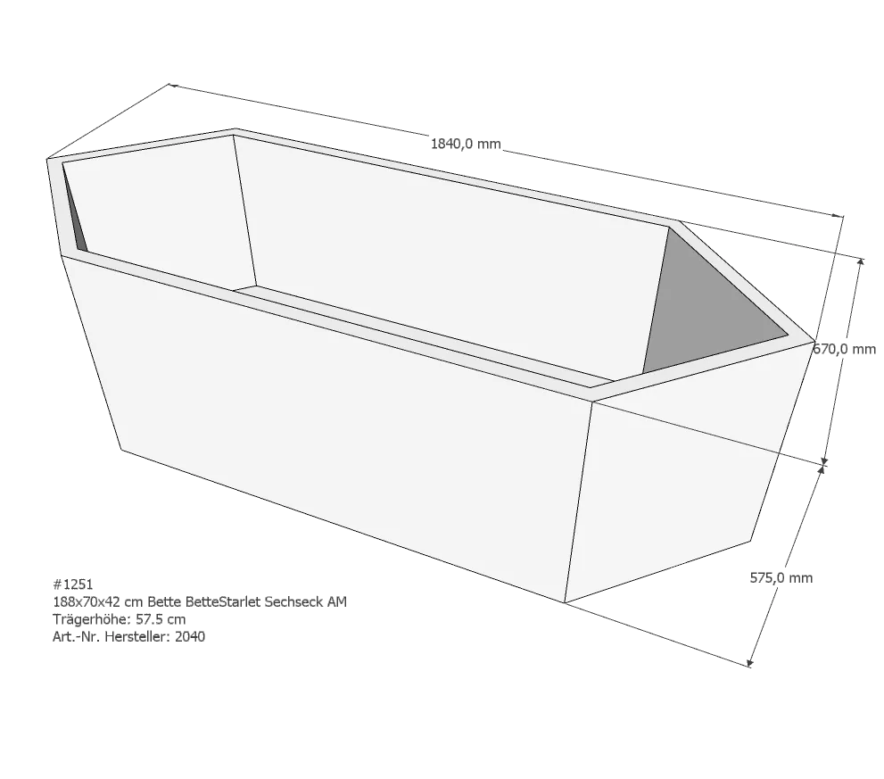 Badewannenträger für Bette StarletHexa 188 × 70 × 42 cm Breite: 70 cm / Länge: 188 cm Badewannenträger für Bette StarletHexa 188 × 70 × 42 cm Breite: 70 cm / Länge: 188 cm