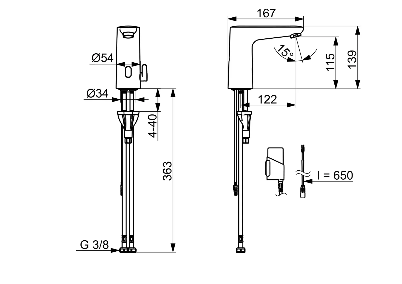 HansaELECTRA WT-Batt., 3 V, Bluetooth Waschtischarmatur 9100 chr