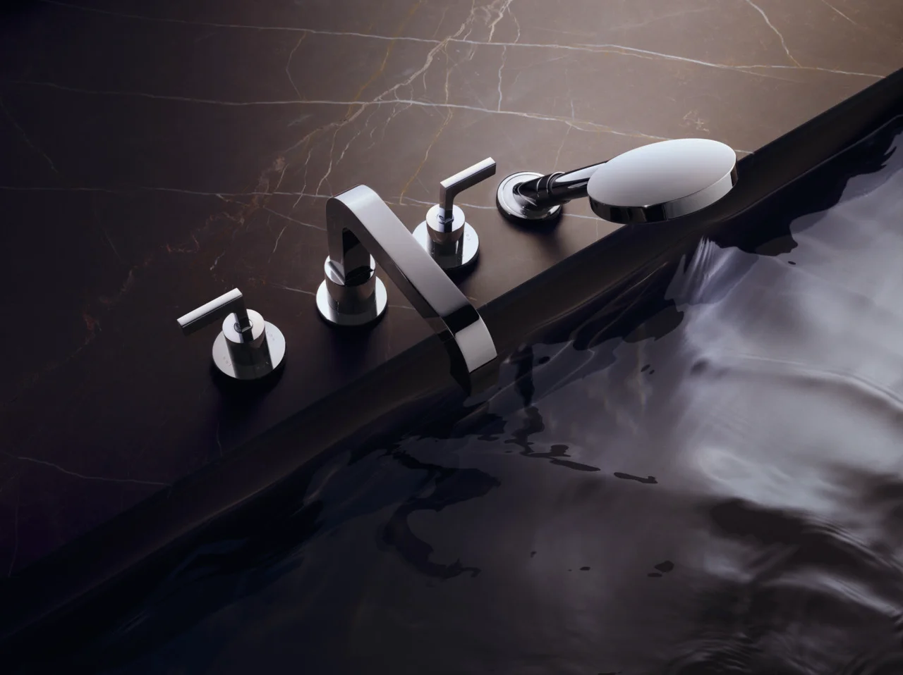 Hansgrohe AXOR Citterio 4-Loch Wannenrandarmatur mit Hebelgriff, Chrom, Ausladung 190 mm, max. Durchflussmenge 21 l/min
