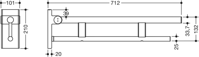 Stützklappgriff Duo (A), L:700mm, plvb weiß tiefmatt Stützklappgriff Duo (A), L:700mm, plvb weiß tiefmatt