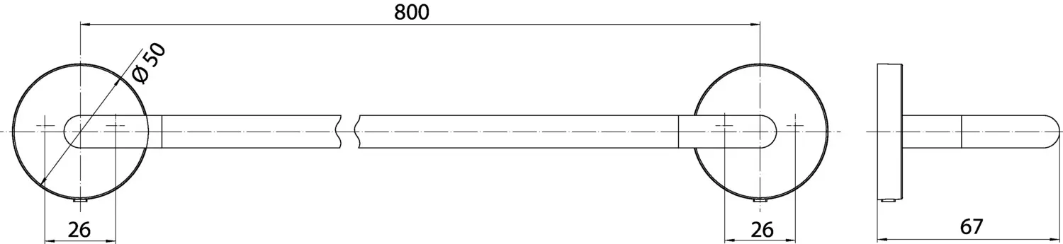 round Badetuchhalter 800 mm, schwarz round Badetuchhalter 800 mm, schwarz