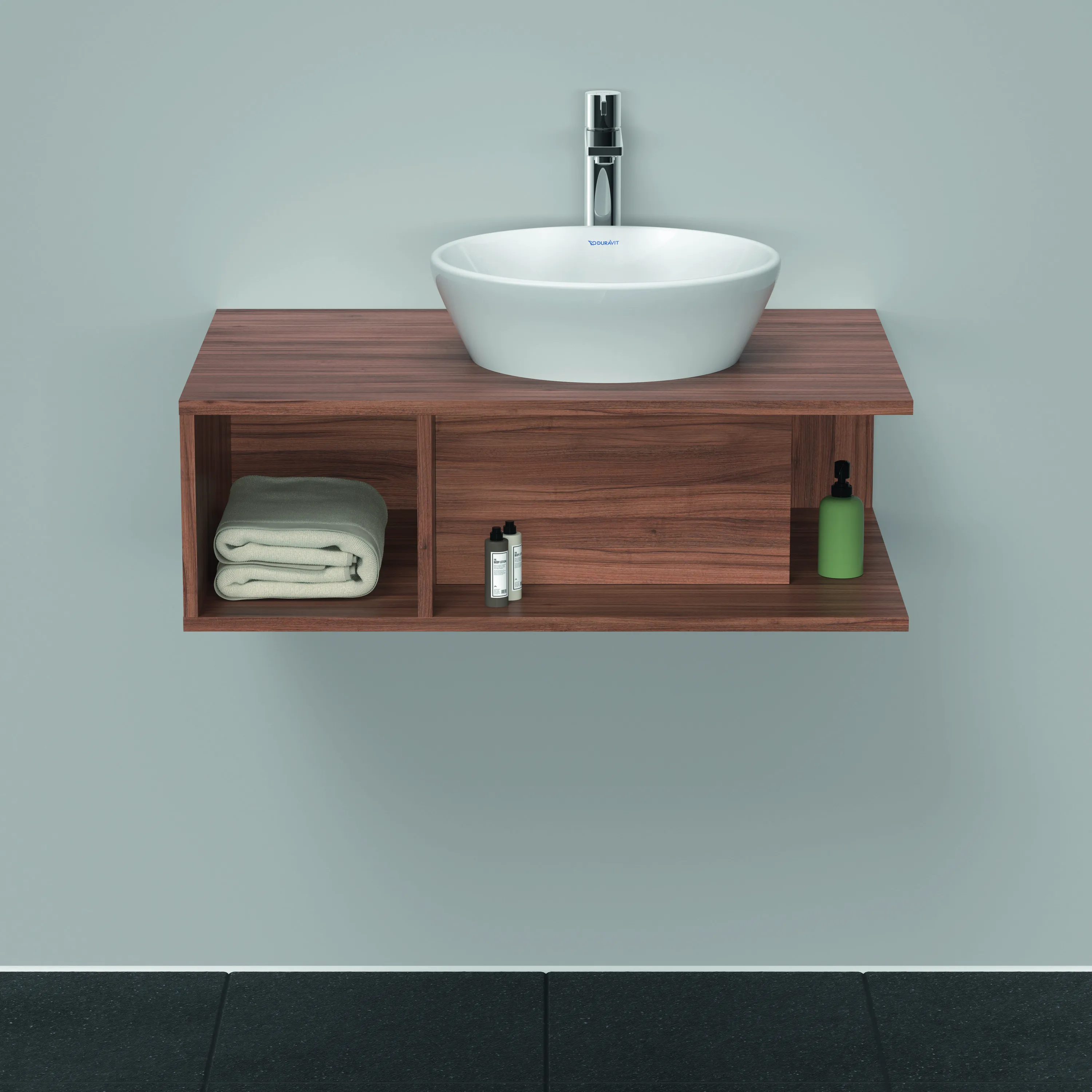 Duravit Waschtischunterschrank wandhängend „D-Neo“ 80 × 26 × 55 cm Nussbaum Natur