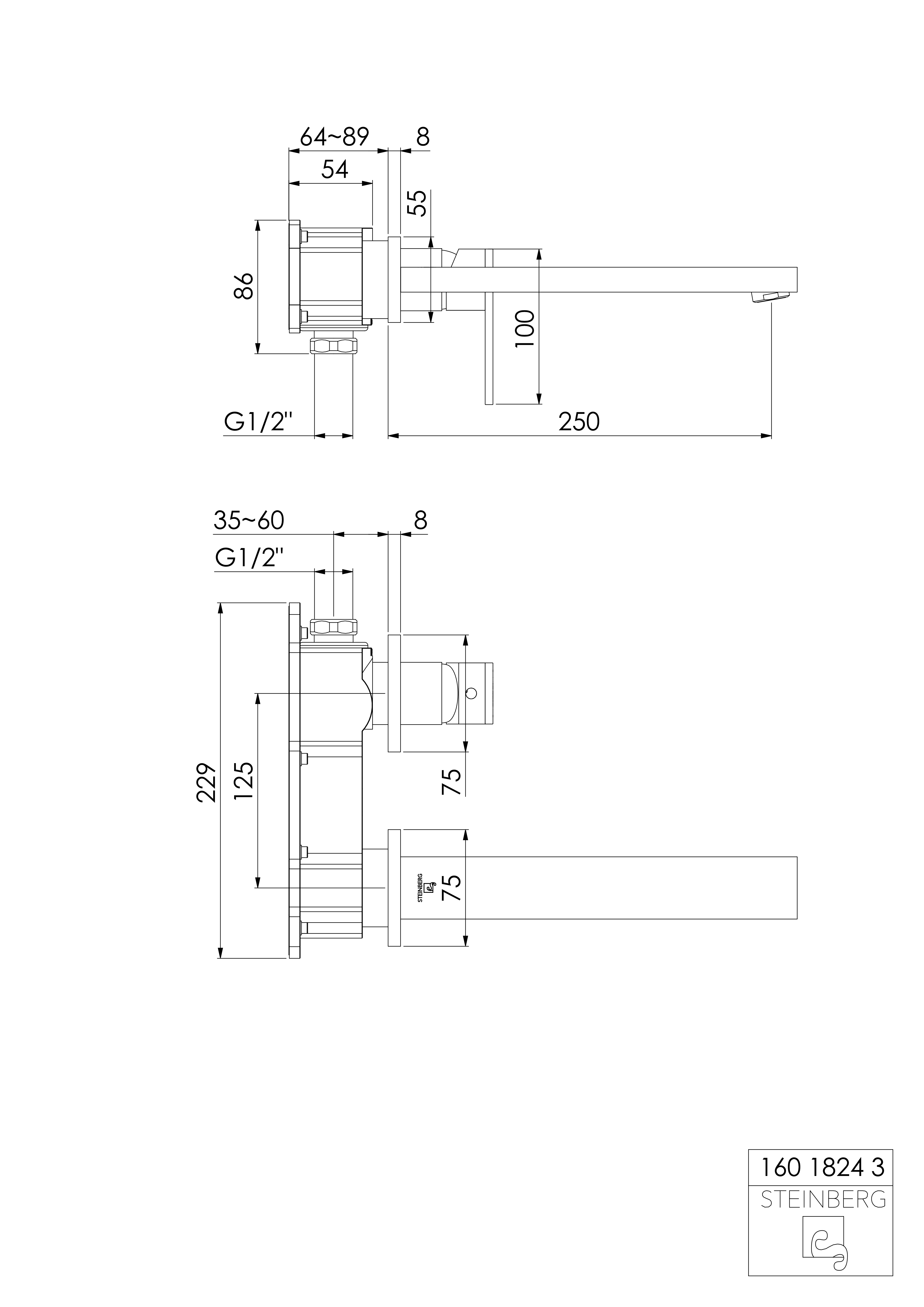 Serie 160 Fertigmontageset für Waschtisch-Einhebelmischer, 2 Rosetten, Ausladung: 25 cm Serie 160 Fertigmontageset für Waschtisch-Einhebelmischer, 2 Rosetten, Ausladung: 25 cm