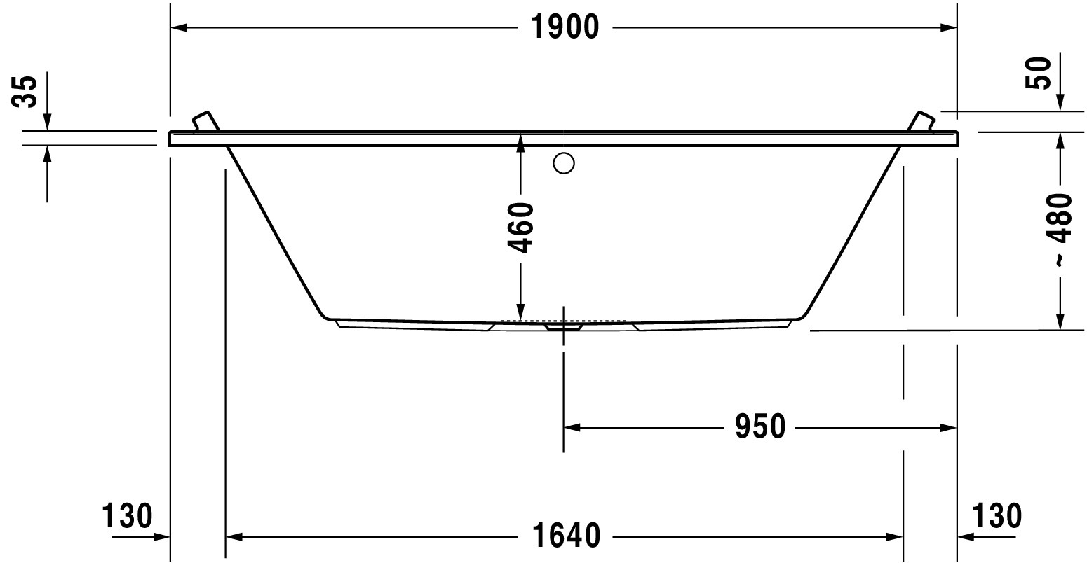 Duravit Badewanne „Starck“ rechteck 190 × 90 cm, Mittelablauf 