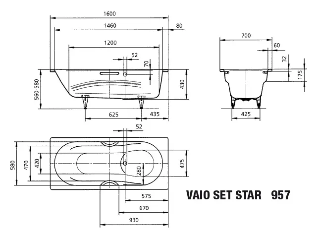 Kaldewei Badewanne „Vaio Set“ Star rechteck 160 × 70 cm, mit Grifflochbohrungen mit Überlaufbohrung, in schwarz Kaldewei Badewanne „Vaio Set“ Star rechteck 160 × 70 cm, mit Grifflochbohrungen mit Überlaufbohrung, in schwarz