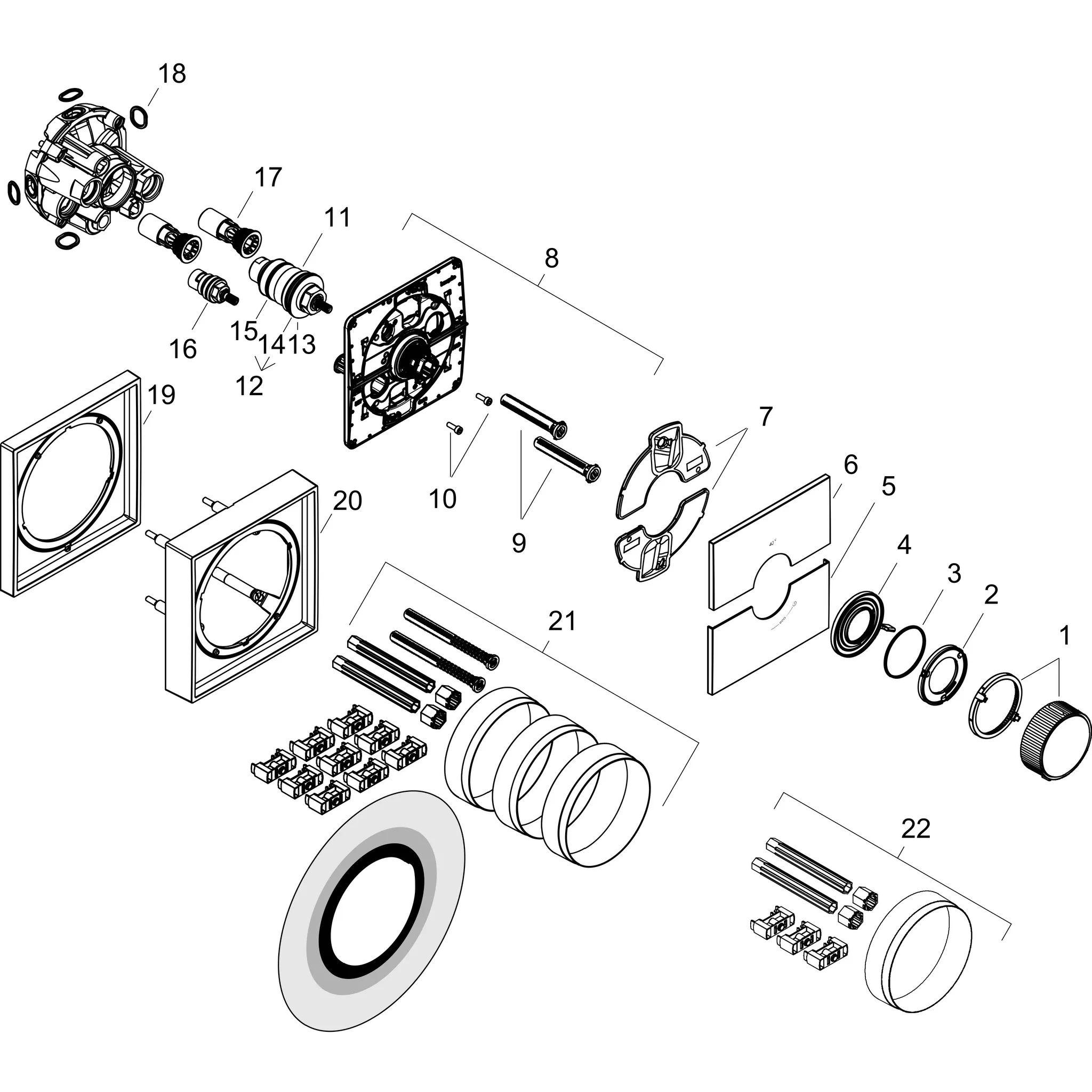 AXOR ShowerSelect ID Thermostat HighFlow Unterputz eckig Chrom