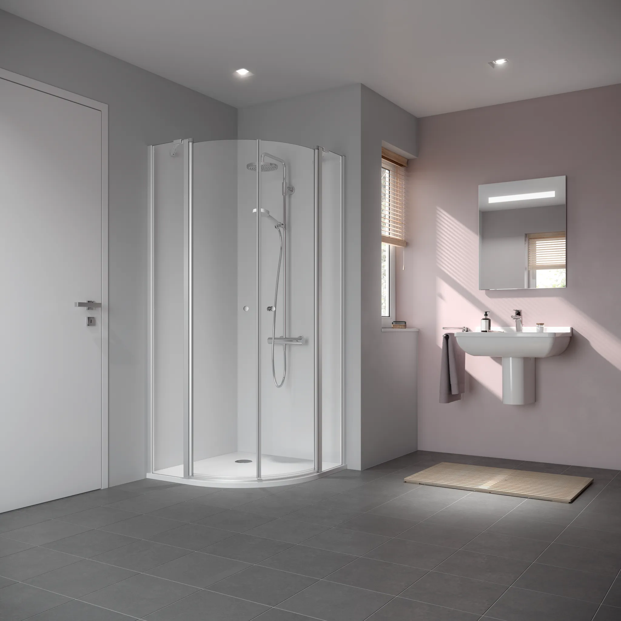 Kermi Duschdesign IBIZA 2000 Viertelkreis-Duschkabine (Pendeltüren mit Festfeldern)