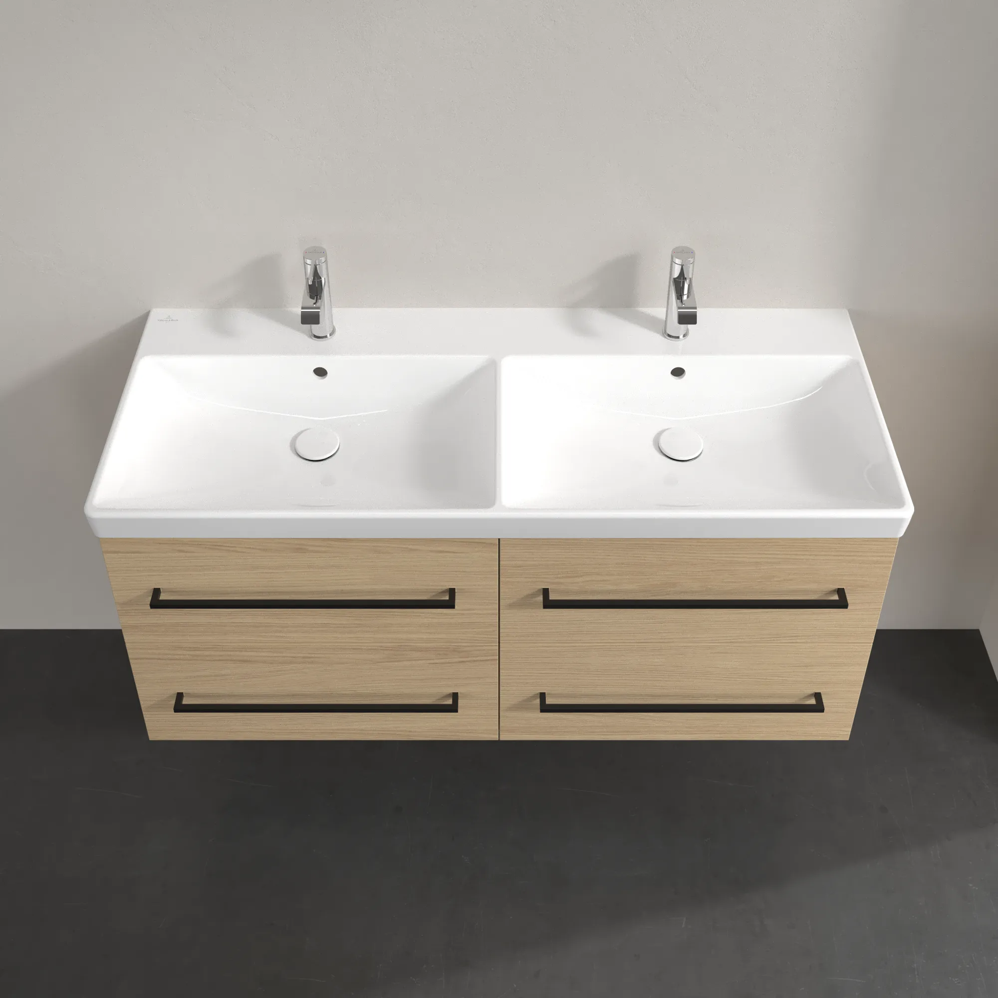 Villeroy & Boch Waschtischunterschrank „Avento“ für Schrank-Doppelwaschtisch 1180 × 514 × 452 mm Nordic Oak, Soft Closing