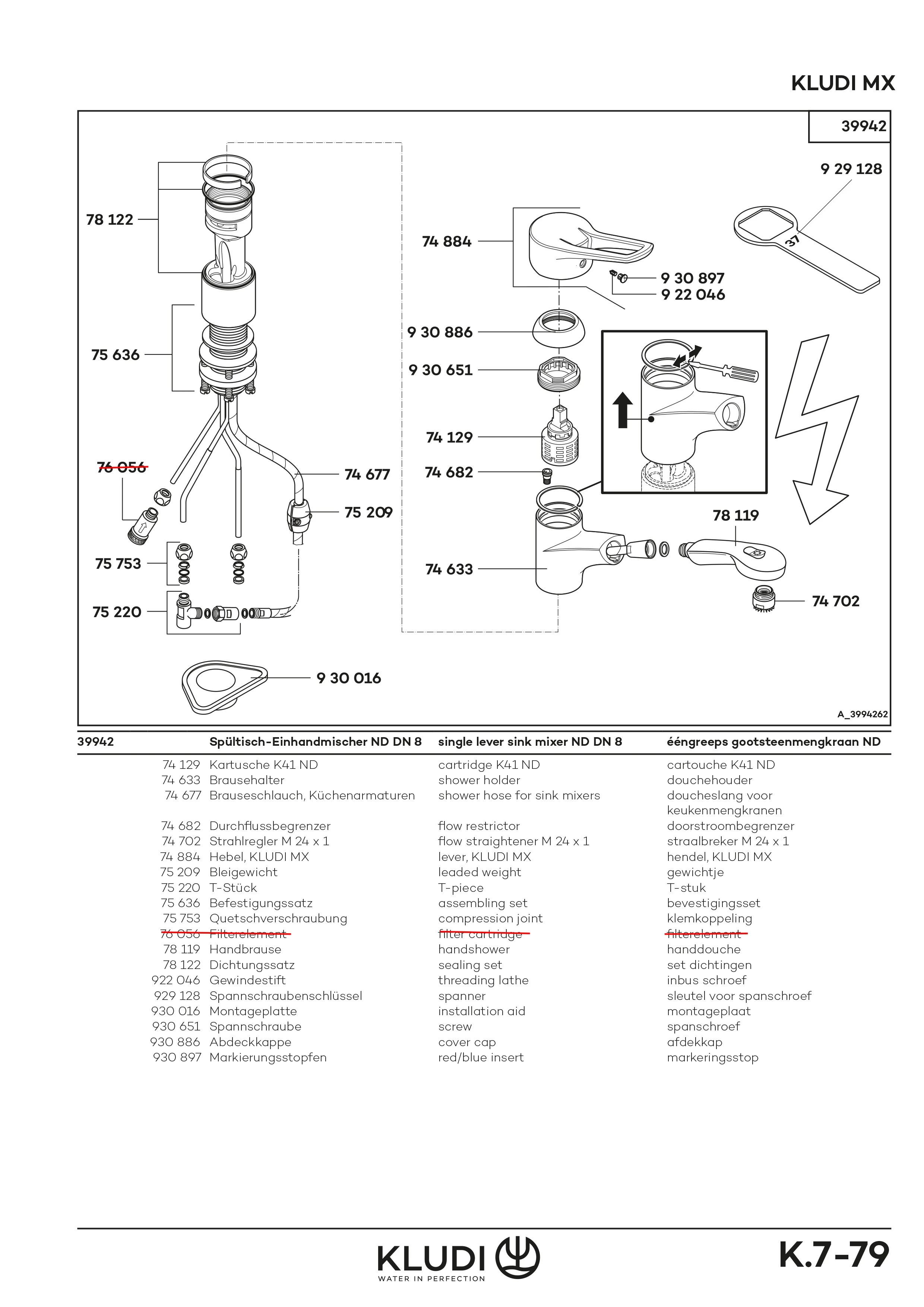 MX Spültisch-EHM DN 15 herausziehbare Brause ND chrom