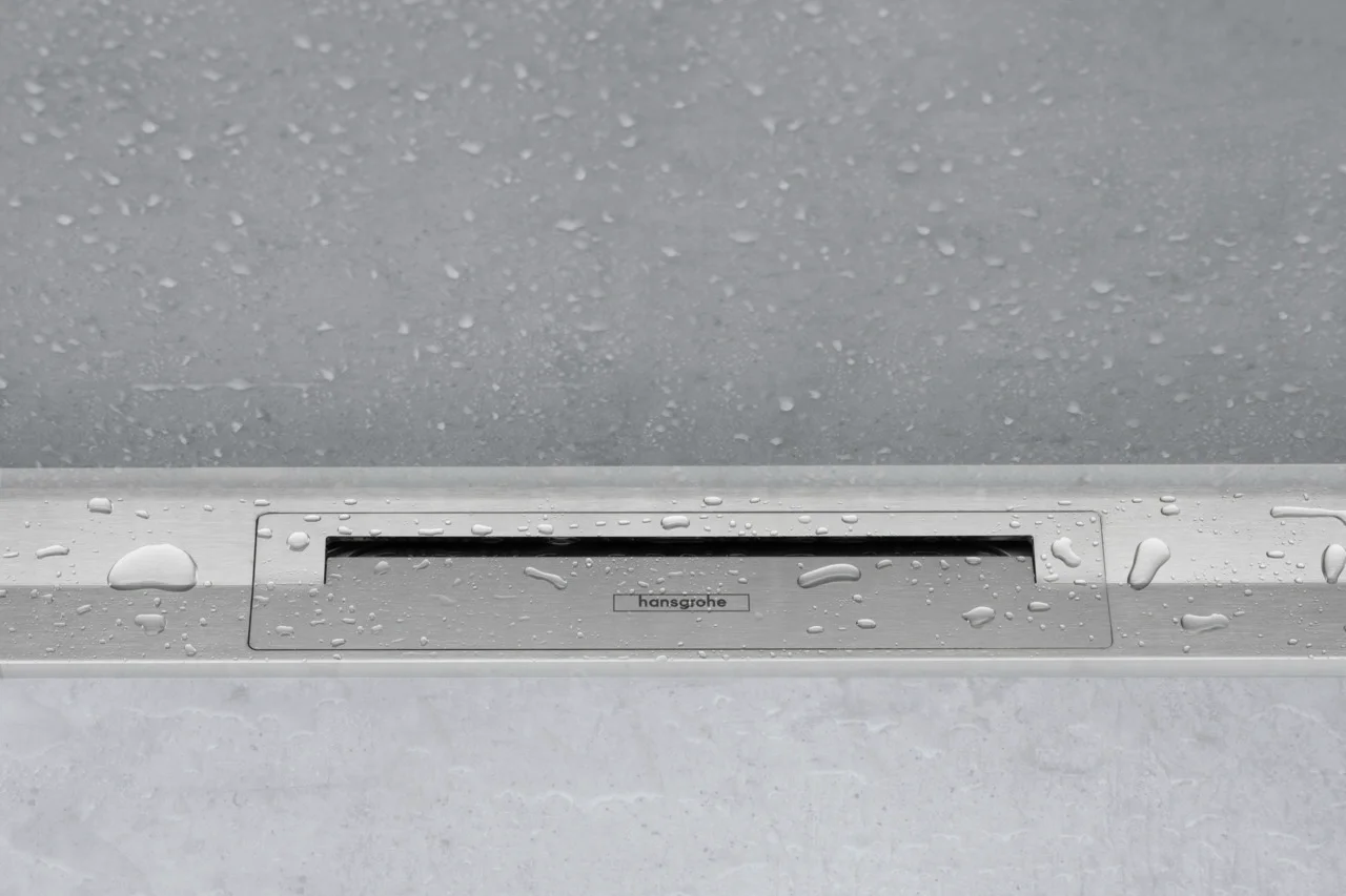 Hansgrohe RainDrain Flex Duschrinne 1000 mm, wandangebunden, höhenverstellbar, Edelstahl V2A, bis zu 60 l/min Ablaufleistung