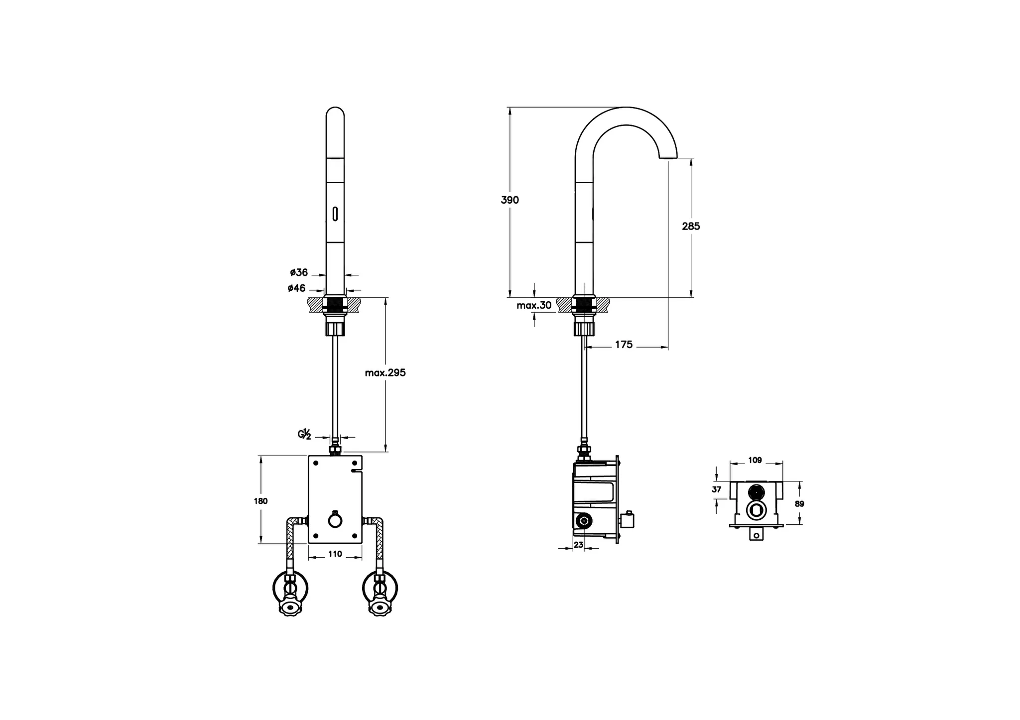 Liquid Touchless-Waschtischmischer Einlochmontage Höhe 39 cm Batteriebetrieb Chrom Liquid Touchless-Waschtischmischer Einlochmontage Höhe 39 cm Batteriebetrieb Chrom