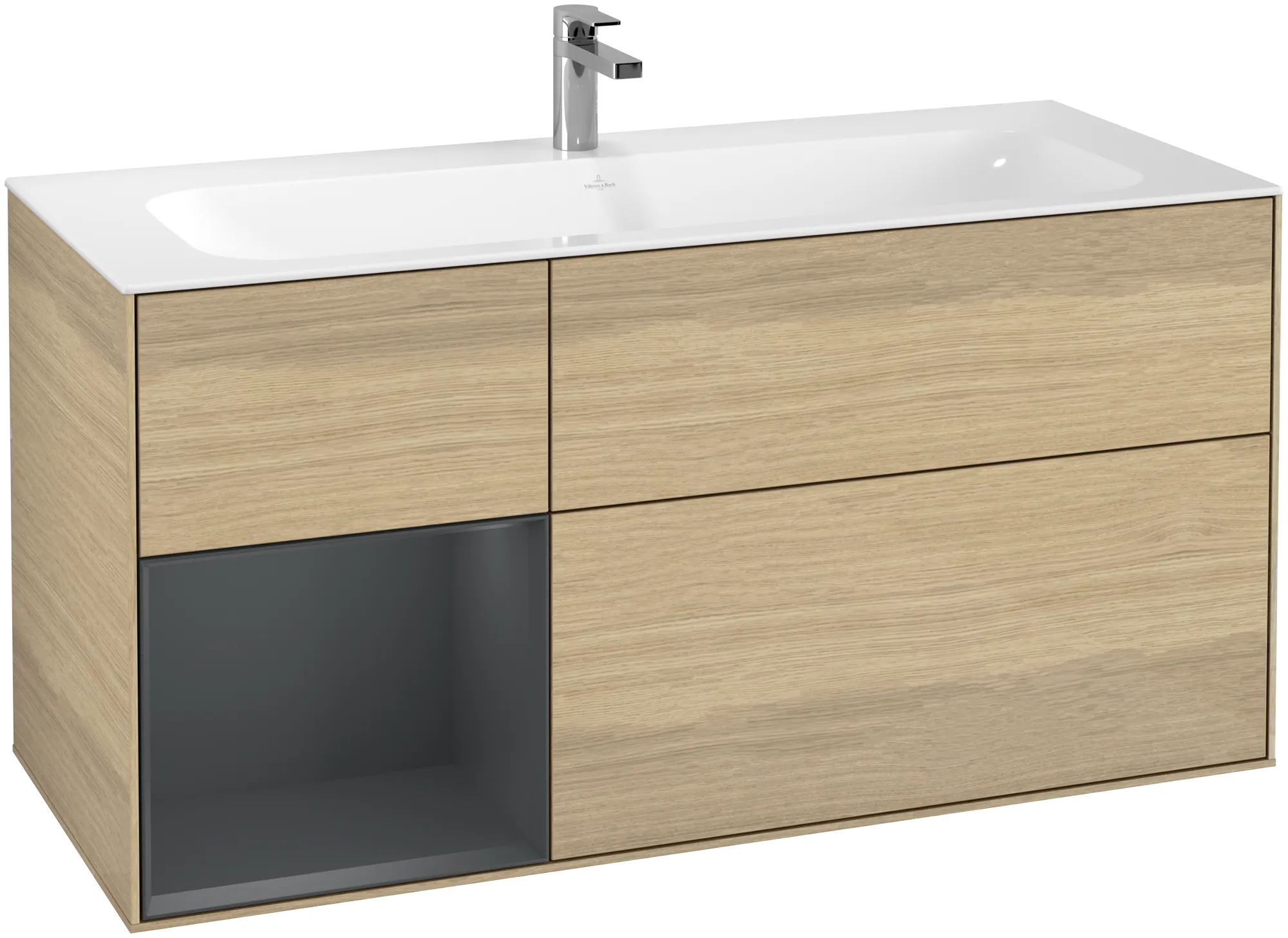 Villeroy & Boch Finion Waschbeckenunterschrank F06, 1196x591x498mm, mit Beleuchtung, 3 Auszüge