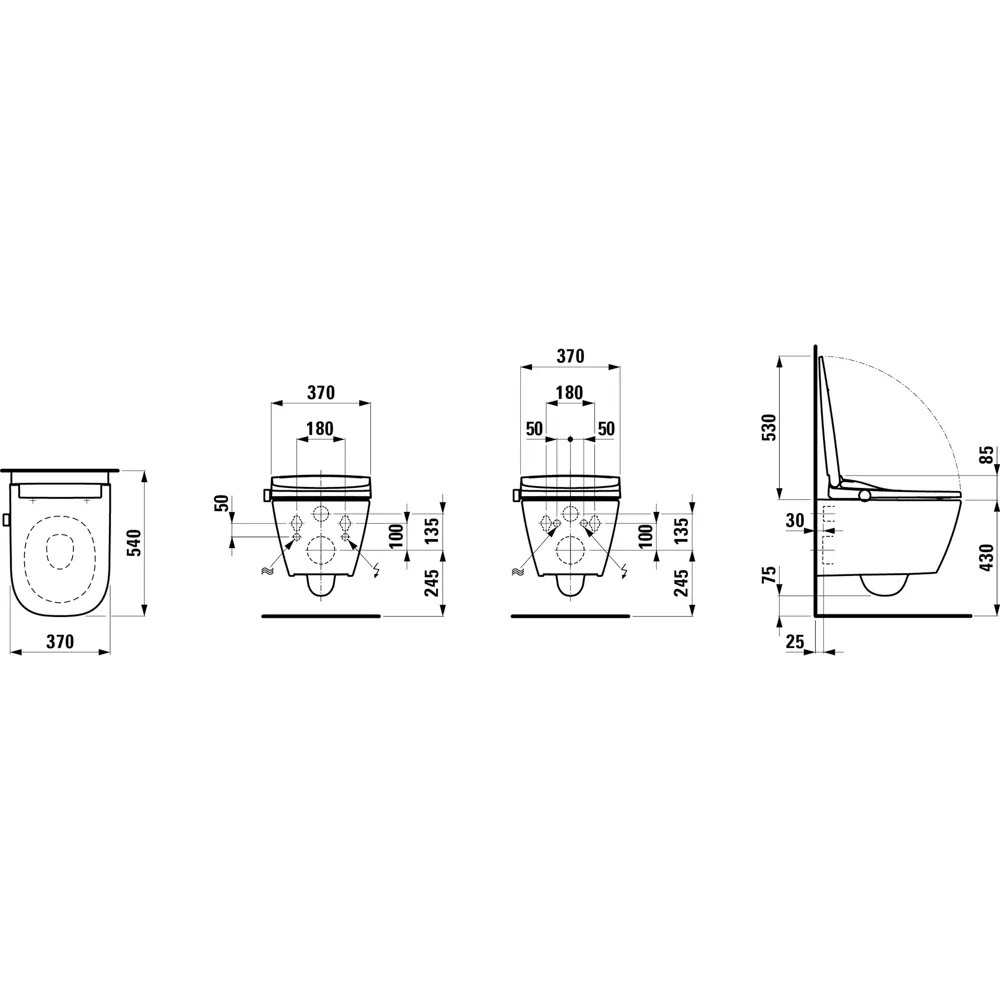 CLEANET MEDA Spülrandloses Wand-WC mit Dusch-WC Aufsatz Silent Flush, verdeckte Befestigung, Tiefspüler für 6/3l-Spülung, mit Fernbedeinung, Fön & Sitzheizung, weiß CLEANET MEDA Spülrandloses Wand-WC mit Dusch-WC Aufsatz Silent Flush, verdeckte Befestigung, Tiefspüler für 6/3l-Spülung, mit Fernbedeinung, Fön & Sitzheizung, weiß