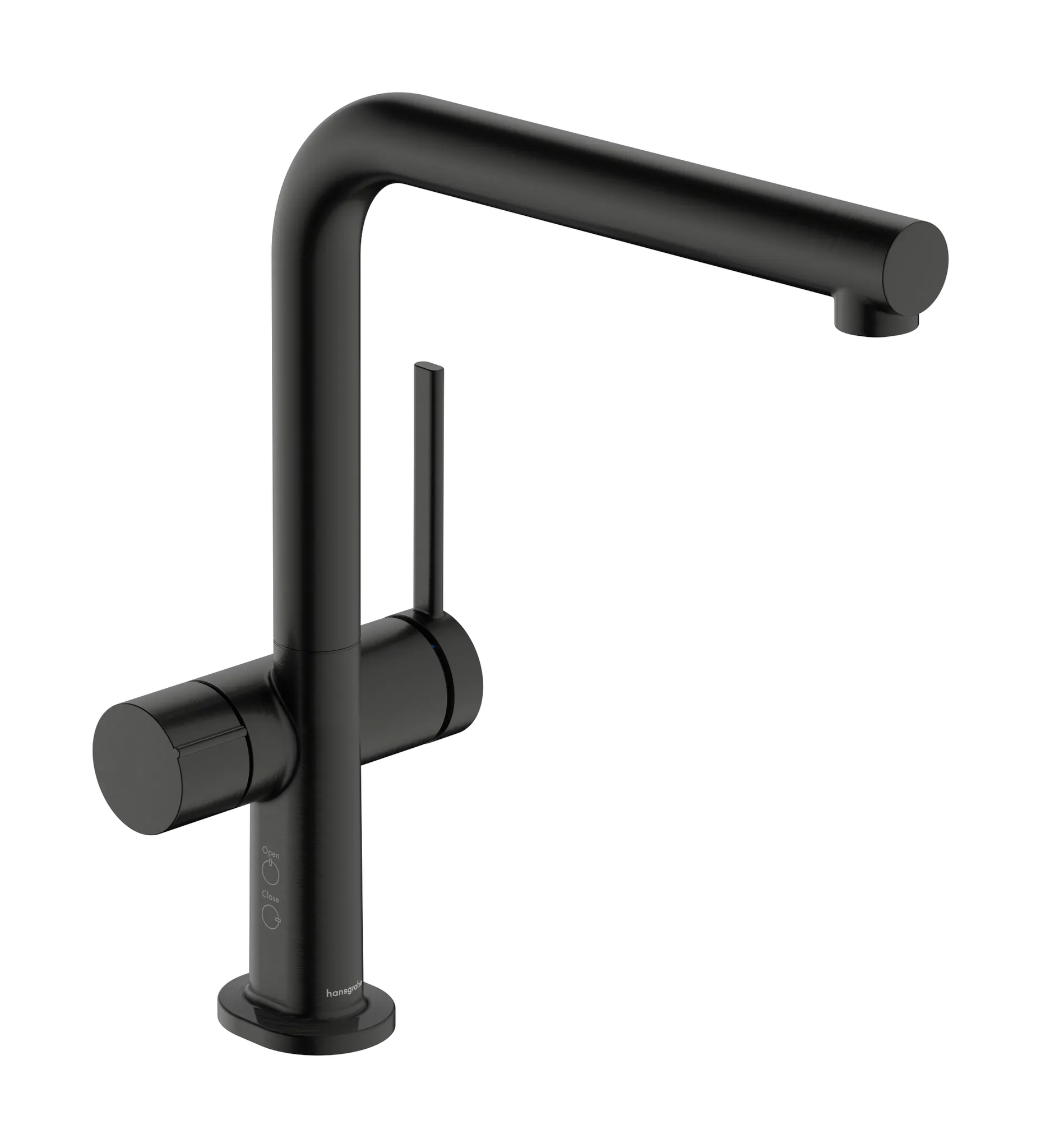 Hansgrohe Talis M54 Einhebel-Küchenmischer 270, Brushed Black Chrome, Schwenkbereich einstellbar in 4 Stufen auf 60°, 110°, 150° oder 360°, Laminarstrahl, mit Geräteabsperrventil, maximale Durchflussmenge bei 3 bar: 8,4 l/min, Keramikmischsystem, Tempera Hansgrohe Talis M54 Einhebel-Küchenmischer 270, Brushed Black Chrome, Schwenkbereich einstellbar in 4 Stufen auf 60°, 110°, 150° oder 360°, Laminarstrahl, mit Geräteabsperrventil, maximale Durchflussmenge bei 3 bar: 8,4 l/min, Keramikmischsystem, Tempera
