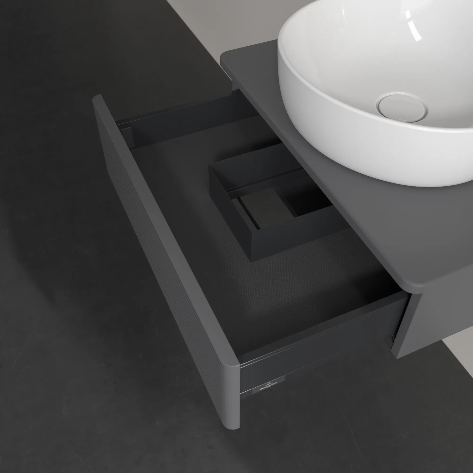 Villeroy & Boch Waschbeckenunterschrank Antao K07110, Anthracite Matt Lacquer, 600x190x500mm, mit SoftClosing und Push-to-open Funktion