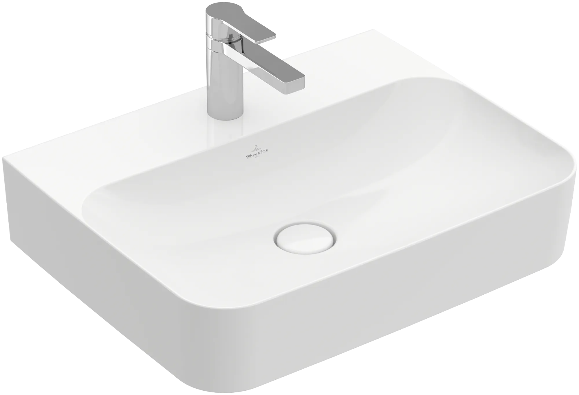 Villeroy & Boch Wandwaschtisch aus TitanCeram geschliffen „Finion“ 600 × 470 × 164 mm, mit Hahnlochbohrung, Hahnlochposition mittig in Weiß Alpin, mit CeramicPlus Villeroy & Boch Wandwaschtisch aus TitanCeram geschliffen „Finion“ 600 × 470 × 164 mm, mit Hahnlochbohrung, Hahnlochposition mittig in Weiß Alpin, mit CeramicPlus