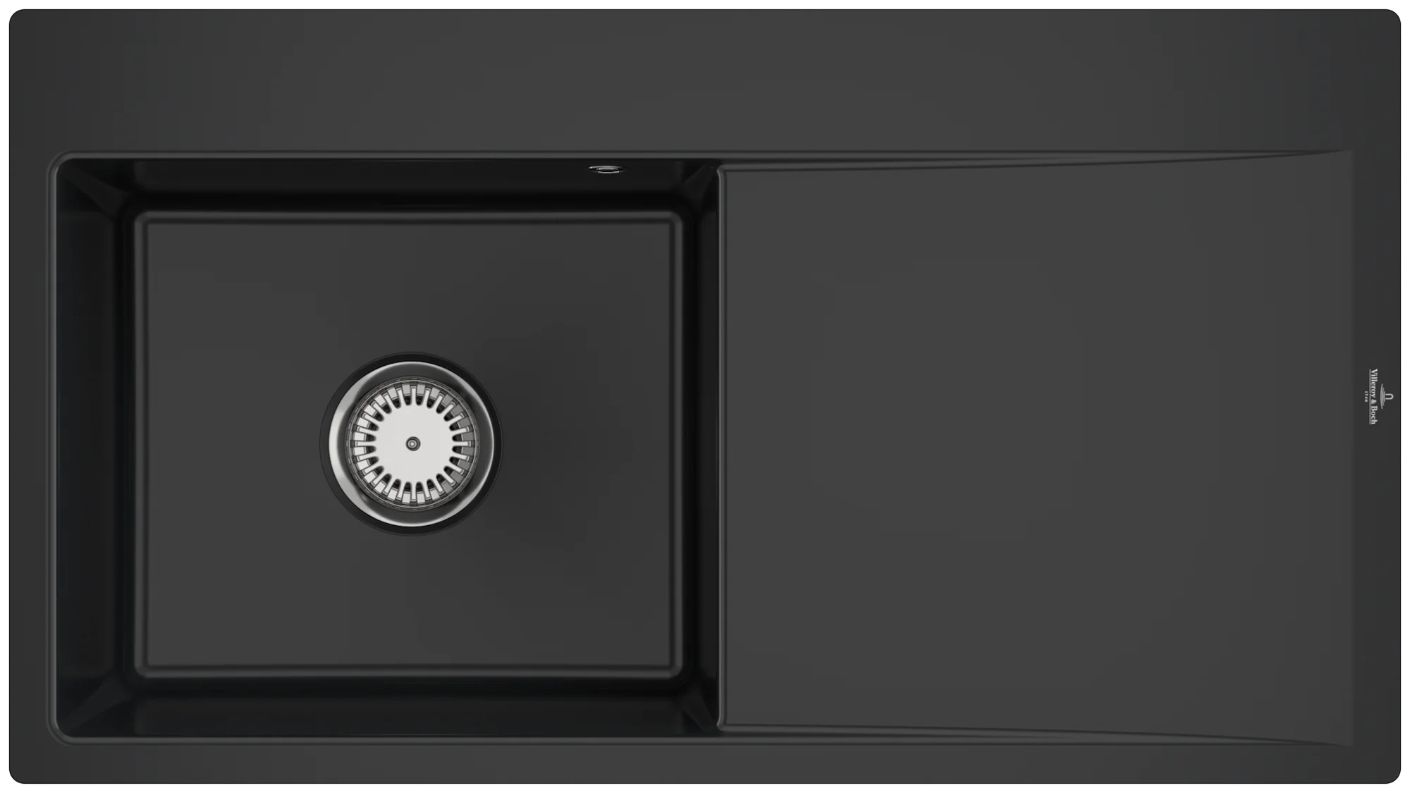Villeroy & Boch Subway Style 50 Flat 880x490mm, flächenbündige Spüle, links, Pure Black