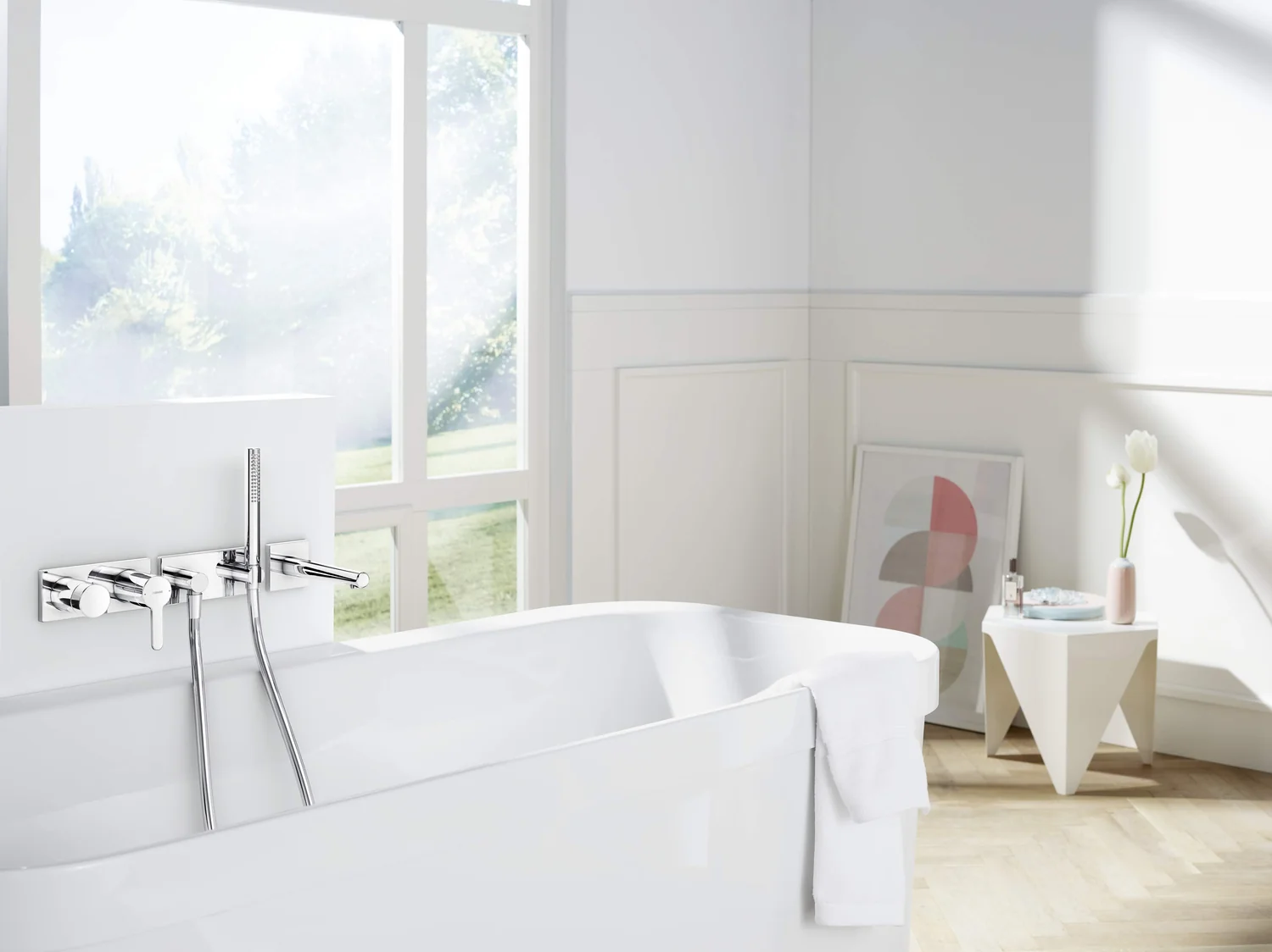 HansaDESIGNO Style 5116 Rosette soft edge Ausladung 195 mm DN15 Chrom