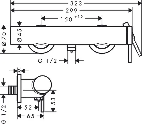 Hansgrohe Tecturis S Einhebel-Brausemischer Aufputz, Chrom Hansgrohe Tecturis S Einhebel-Brausemischer Aufputz, Chrom