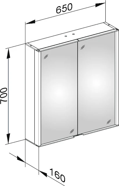 Royal Match 12801171301 Spiegelschrank Royal Match 2-türig 650 × 700 × 160 mm silber-eloxiert