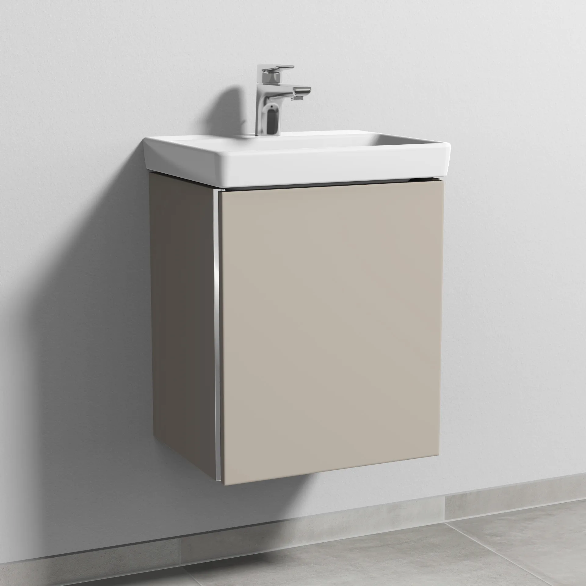 Sanipa Waschtischunterschrank „3way“ passend zu Keramik-Waschtische Avento von Villeroy & Boch 430 × 510 × 352 mm in Kaschmir (matt), Anschlag rechts