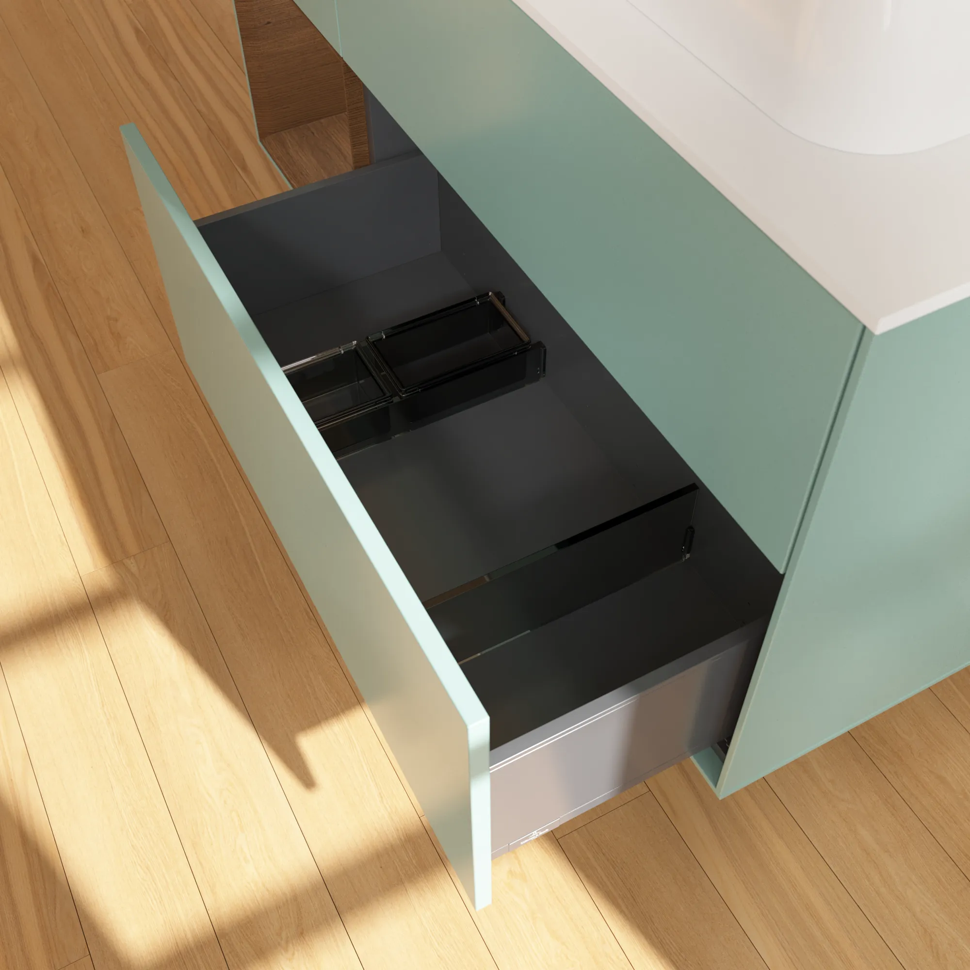 Villeroy & Boch Waschtischunterschrank „Finion“ für Schrankwaschtisch 1200 × 603 × 501 mm Olive Matt Lacquer, für Becken rechts Villeroy & Boch Waschtischunterschrank „Finion“ für Schrankwaschtisch 1200 × 603 × 501 mm Olive Matt Lacquer, für Becken rechts