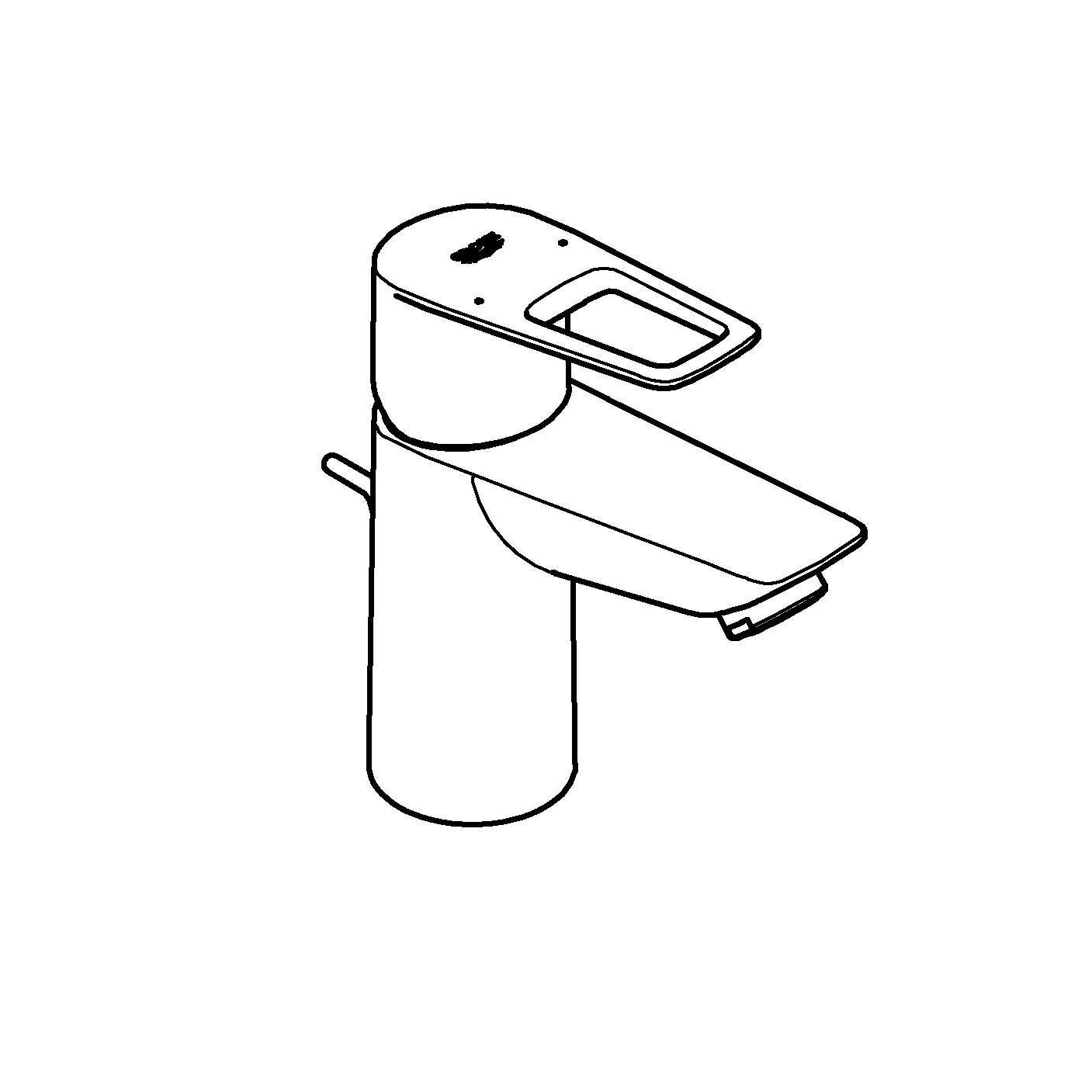 Einhand-Waschtischbatterie BauLoop 23877_1, S-Size, Einlochmontage, mit Temperaturbegrenzer, LowFlow 3,5 l/min Mousseur, Zugstangen-Ablaufgarnitur aus Kunststoff 1 1/4″, chrom