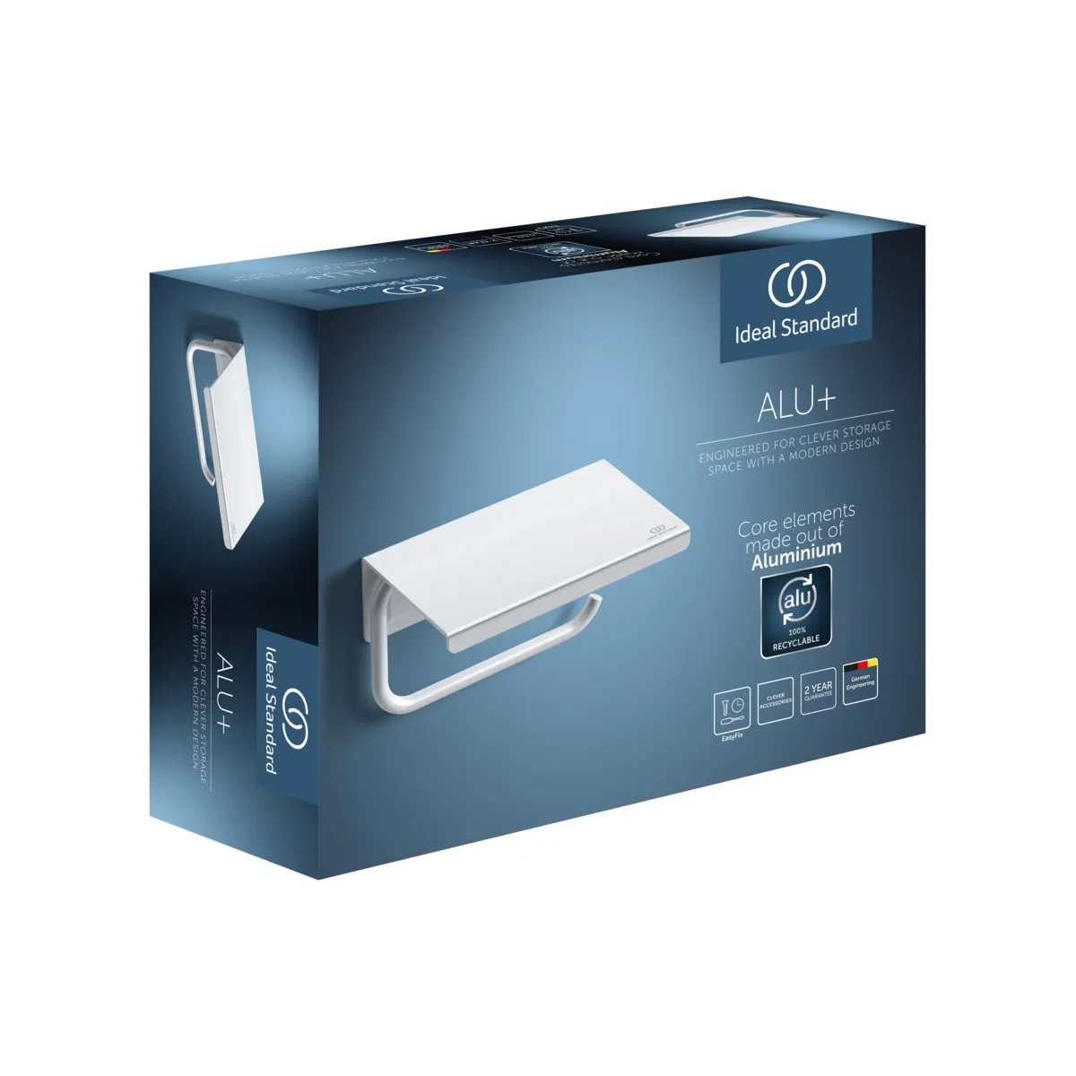 Ideal Standard Toilettenpapierhalter „Alu+“ 11,4 × 9,5 cm in Befestigung verdeckt Ideal Standard Toilettenpapierhalter „Alu+“ 11,4 × 9,5 cm in Befestigung verdeckt