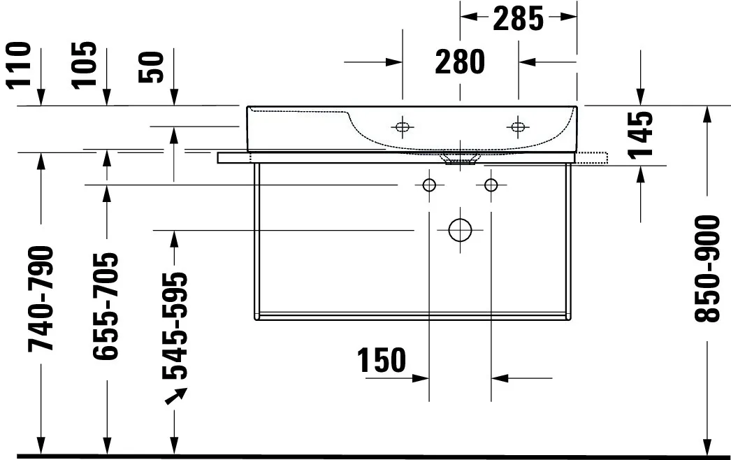 Wandwaschtisch „DuraSquare“, ohne Überlauf, Hahnlochposition mittig Wandwaschtisch „DuraSquare“, ohne Überlauf, Hahnlochposition mittig