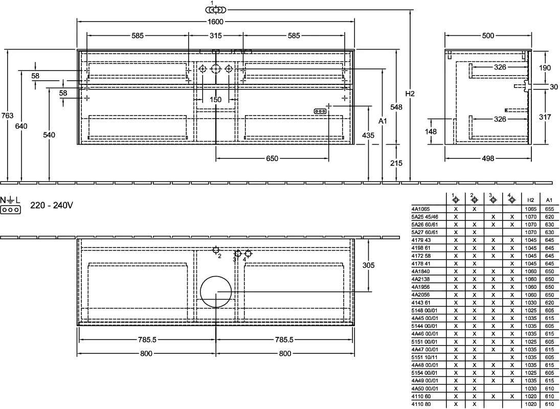 Villeroy & Boch Waschtischunterschrank „Collaro“ 1600 × 548 × 500 mm Soft Green, mit Beleuchtung, für Becken mittig Villeroy & Boch Waschtischunterschrank „Collaro“ 1600 × 548 × 500 mm Soft Green, mit Beleuchtung, für Becken mittig
