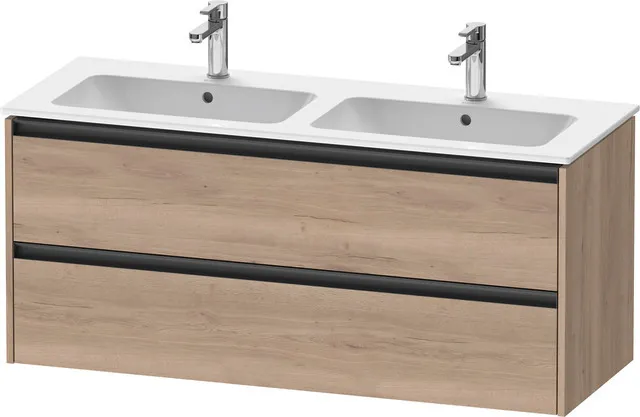Duravit Waschtischunterschrank wandhängend „Ketho.2“ 128 × 55 × 48 cm in Eiche Marmoriert