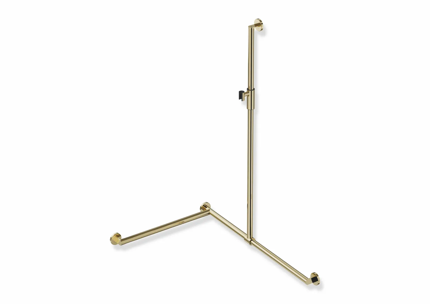 Duschhandlauf mit verschiebbarer Brausehalterstange, Edelstahl, PVD, mit magnetischem Brausehalter, senkrechte Länge 1250 mm, waagerechte Längen 947 mm und 647 mm, D: 32 mm, 70 mm tief, Ausführung links, in Farbe CK (Messing glänzend) Duschhandlauf mit verschiebbarer Brausehalterstange, Edelstahl, PVD, mit magnetischem Brausehalter, senkrechte Länge 1250 mm, waagerechte Längen 947 mm und 647 mm, D: 32 mm, 70 mm tief, Ausführung links, in Farbe CK (Messing glänzend)