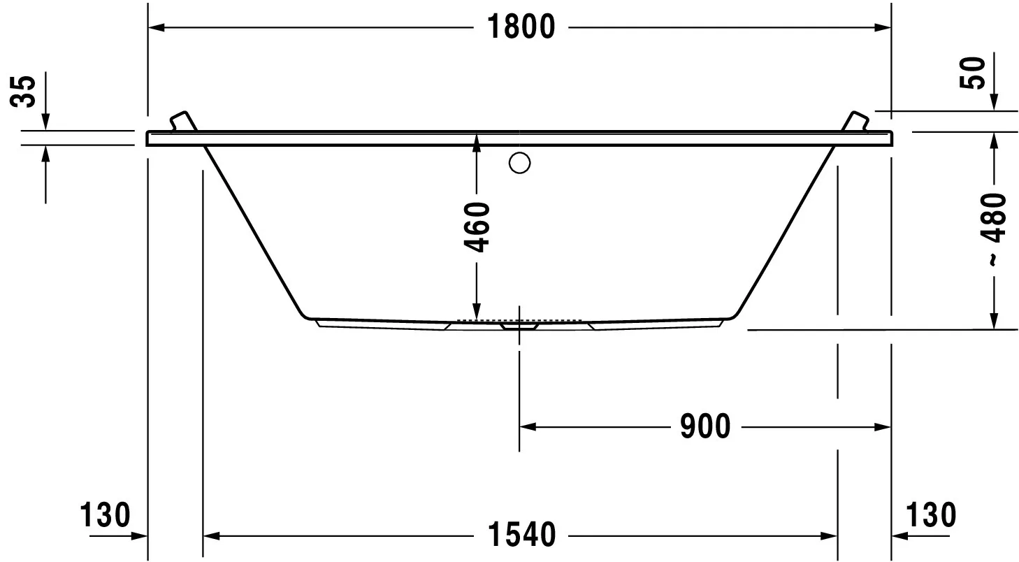 Duravit Whirlwanne „Starck“ rechteck 180 × 90 cm, Mittelablauf