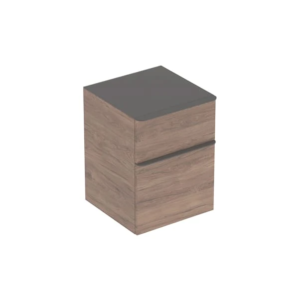 Geberit Smyle Square Seitenschrank mit zwei Schubladen, Nussbaum hickory, 45x60x47 cm Geberit Smyle Square Seitenschrank mit zwei Schubladen, Nussbaum hickory, 45x60x47 cm