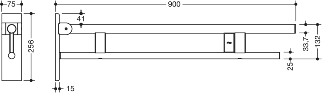 HEWI Toilettenstütze „System 900“, Befestigung verdeckt HEWI Toilettenstütze „System 900“, Befestigung verdeckt