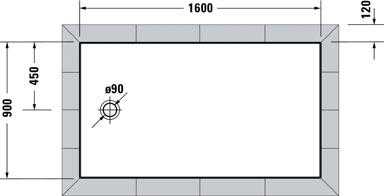 Duravit rechteck Duschwanne „Tempano“ 160 × 90 cm