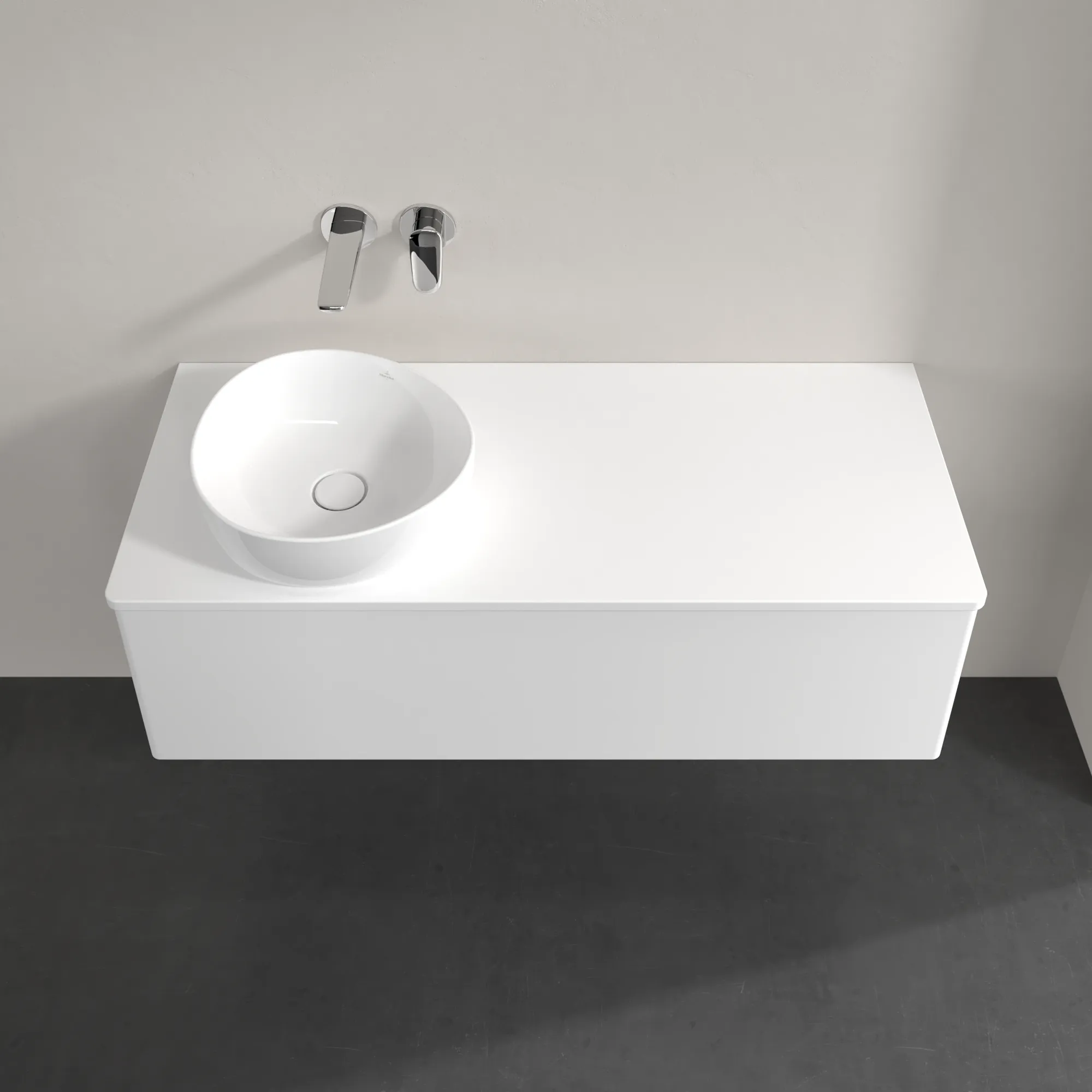 Villeroy & Boch Waschtischunterschrank „Antao“ 1200 × 360 × 500 mm White Matt Lacquer, für Becken links, ohne Beleuchtung Villeroy & Boch Waschtischunterschrank „Antao“ 1200 × 360 × 500 mm White Matt Lacquer, für Becken links, ohne Beleuchtung