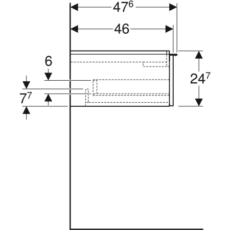 iCon Unterschrank für Waschtisch, mit einer Schublade: Breite Waschtisch=60cm, Korpus und Front: weiß / lackiert hochglänzend, Griff: weiß / pulverbeschichtet matt