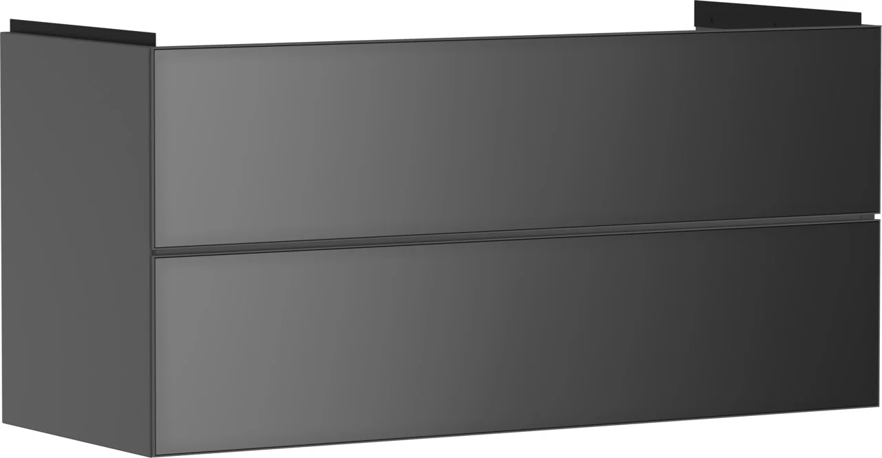 Hansgrohe Xevolos E Waschtischunterschrank Schiefergrau Metallic, 1.180 x 475 mm, 2 Schubkästen, griff- und siphonausschnittlos, SoftClose, PushOpen, vormontiert