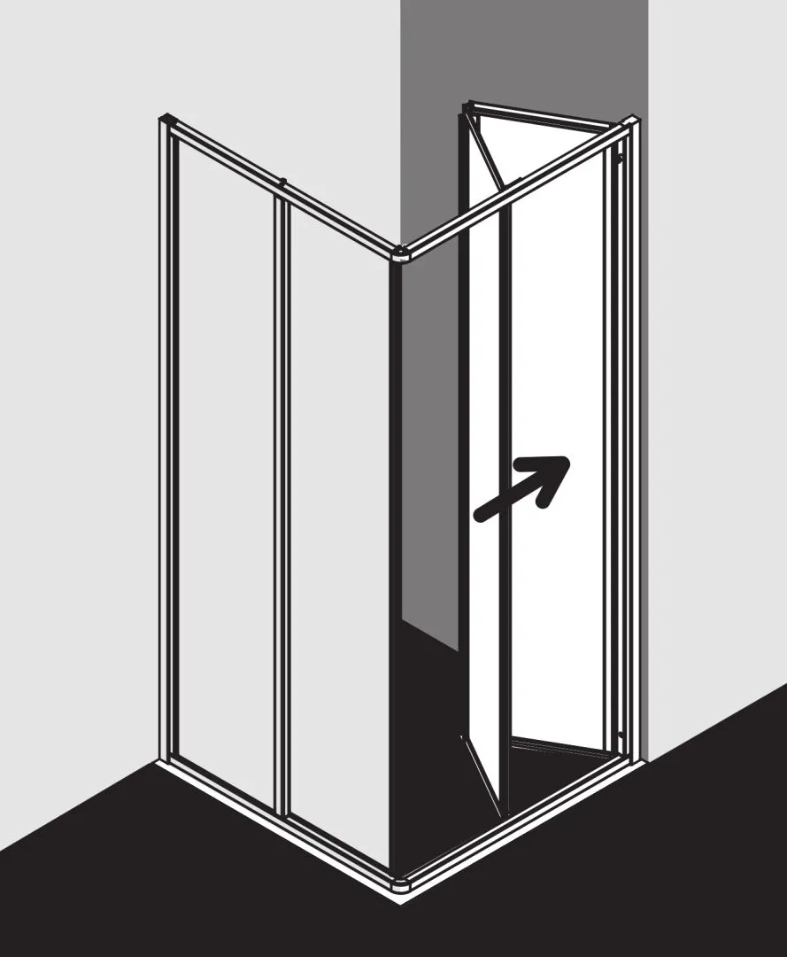 Kermi Duschdesign IBIZA 2000, Eckeinstieg 2-teilig (Falttür) - Halbteil, Silber Mattglanz, H 1750 mm