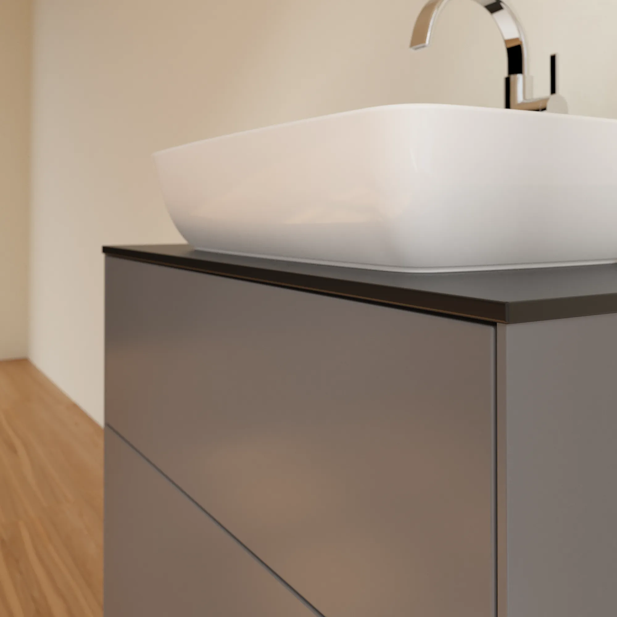 Villeroy & Boch Finion Waschbeckenunterschrank F75 800x603x501mm Anthracite Matt Lacquer / Glass Black Matt Villeroy & Boch Finion Waschbeckenunterschrank F75 800x603x501mm Anthracite Matt Lacquer / Glass Black Matt