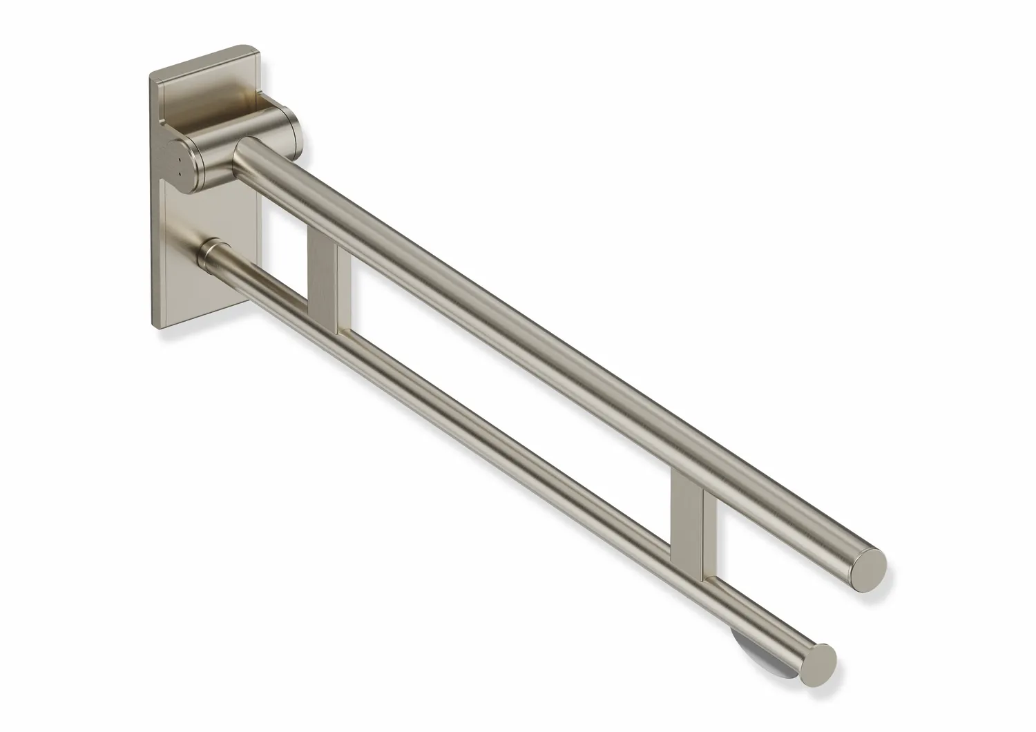 Mobiler Stützklappgriff Duo, Design A des Systems 900, Edelstahl, PVD, Ausladung 850 mm, mit WC-Papierhalter, in Farbe CK (messing glänzend)