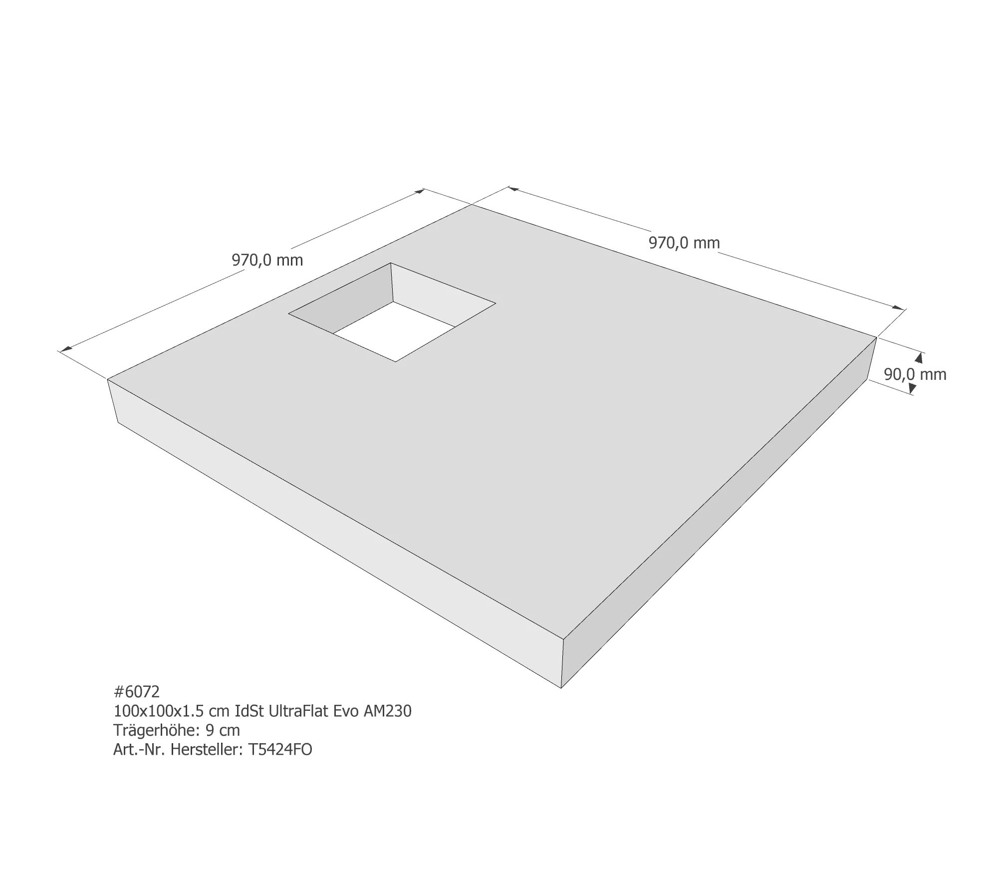 Duschwannenträger passend für Ideal Standard 100 × 100 × 1,5 cm Duschwannenträger passend für Ideal Standard 100 × 100 × 1,5 cm