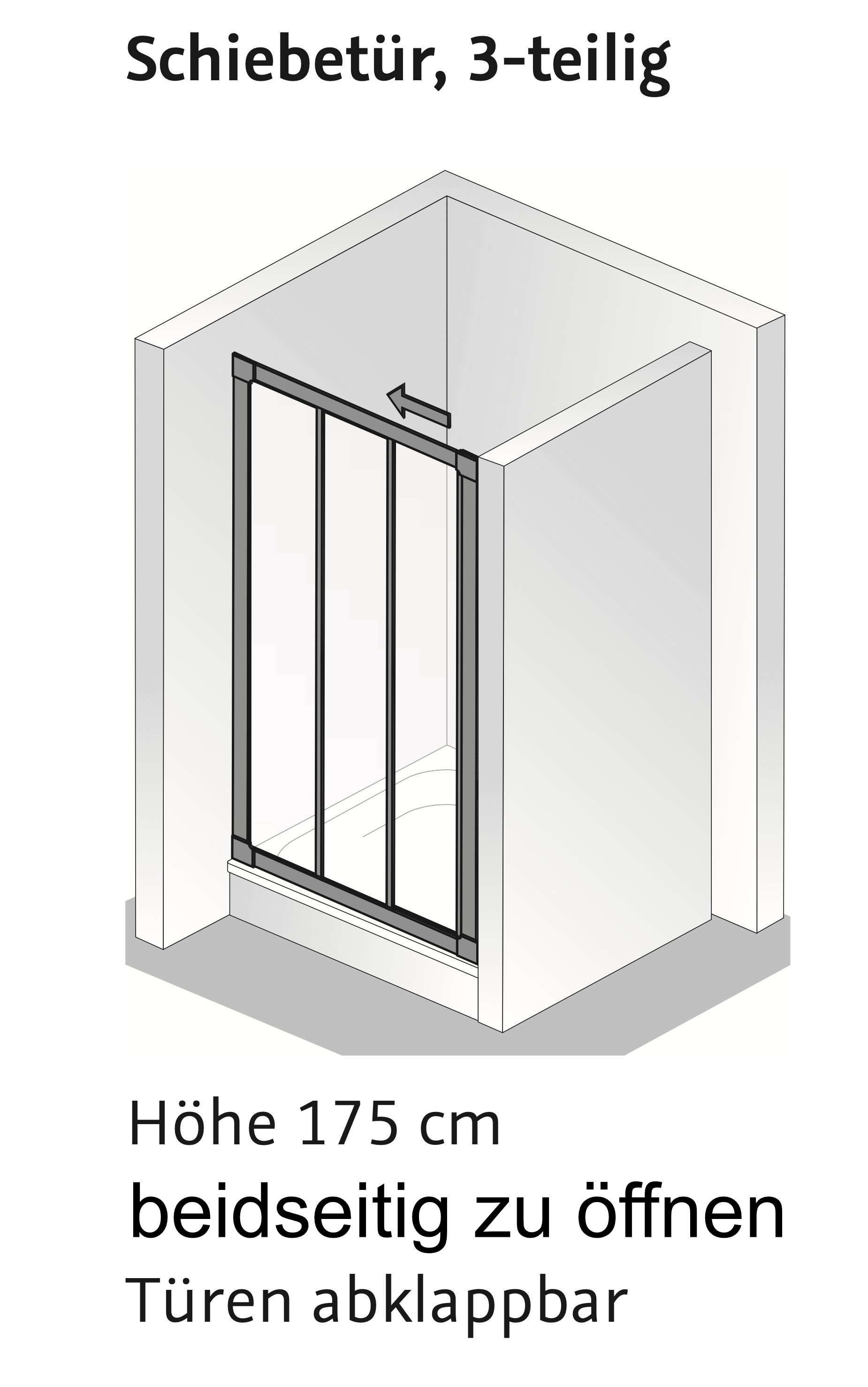 HSK gerahmte Duschtür 3-teilig „Prima“ 75 × 175 cm Profile Alu Silber-matt HSK gerahmte Duschtür 3-teilig „Prima“ 75 × 175 cm Profile Alu Silber-matt
