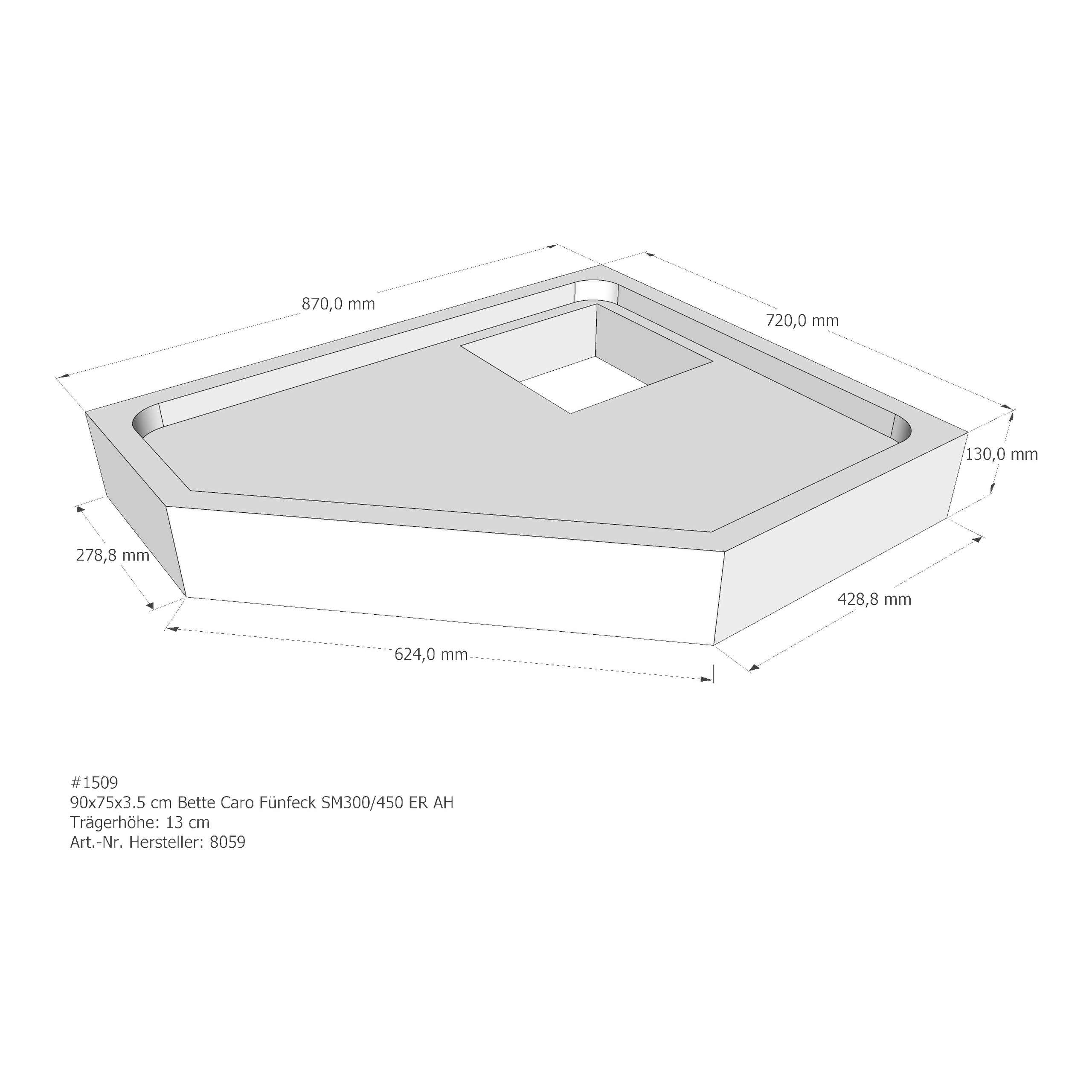 Duschwannenträger für Bette BetteCaro 90 × 75 × 3,5 cm