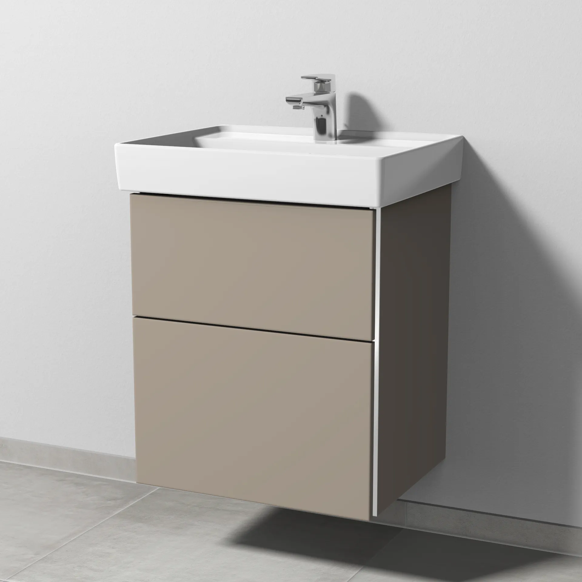 Sanipa Waschtischunterschrank „3way“ passend zu Keramik-Waschtische Collaro von Villeroy &Boch 500 × 588 × 417 mm in Sandgrau (matt)