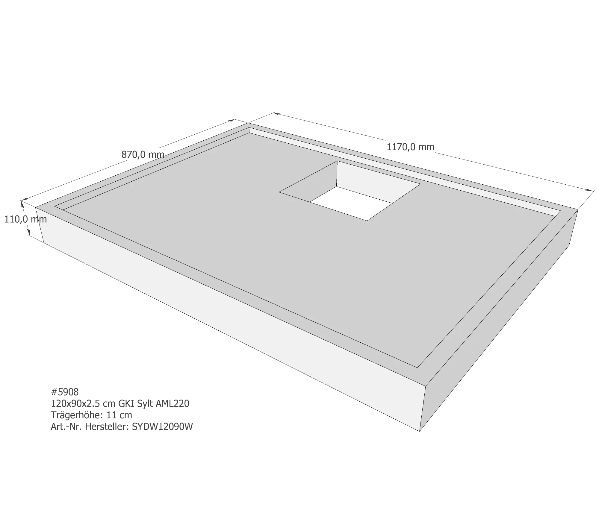 Duschwannenträger für GKI Sylt 120 × 90 × 2,5 cm Duschwannenträger für GKI Sylt 120 × 90 × 2,5 cm