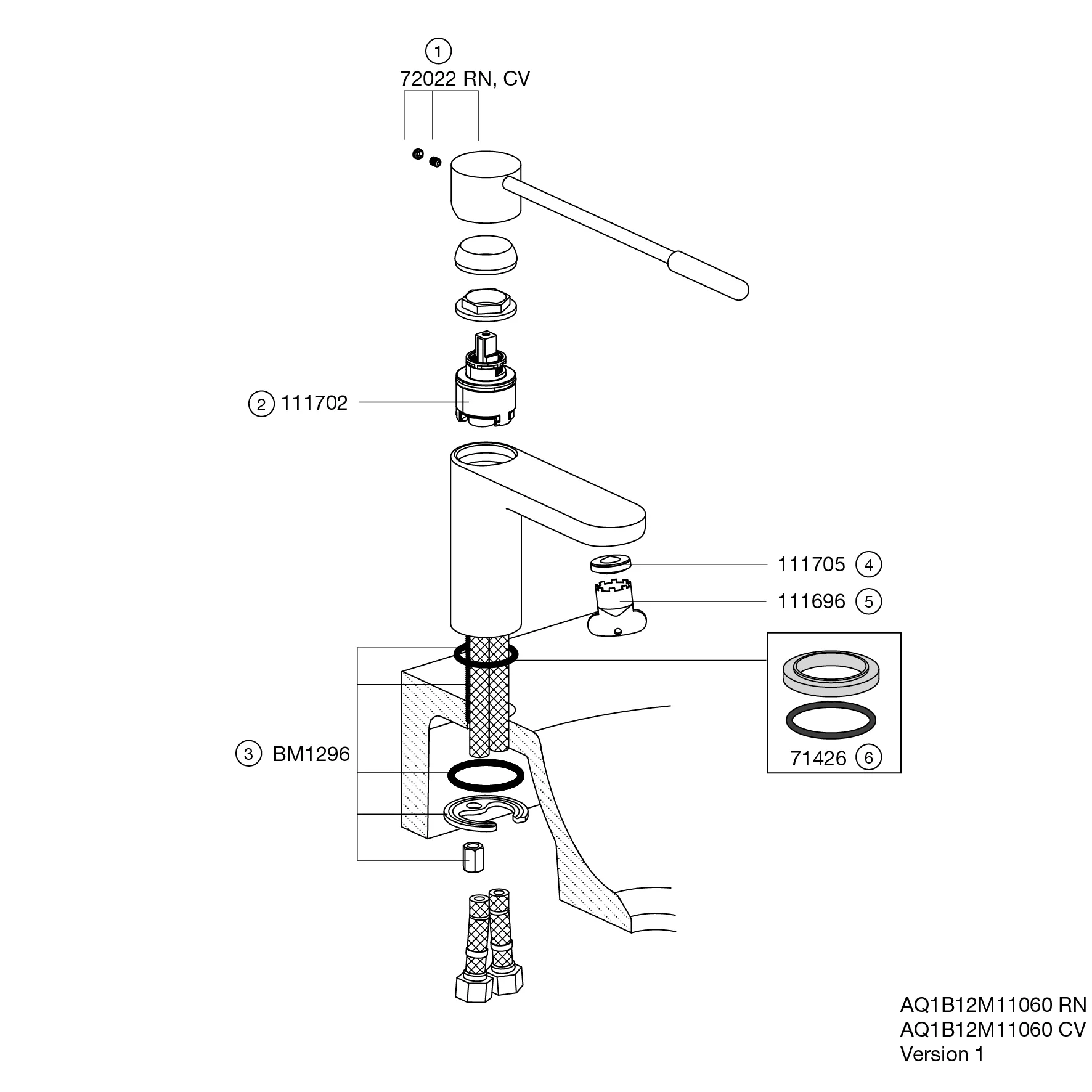 Einhebel-Waschtischmischer, schwarz pulverbeschichtet, rund, mit langem, farbigem Griffelement aus Polyamid, in Farbe CV (schwarz tiefmatt-schwarz matt (90)) Einhebel-Waschtischmischer, schwarz pulverbeschichtet, rund, mit langem, farbigem Griffelement aus Polyamid, in Farbe CV (schwarz tiefmatt-schwarz matt (90))