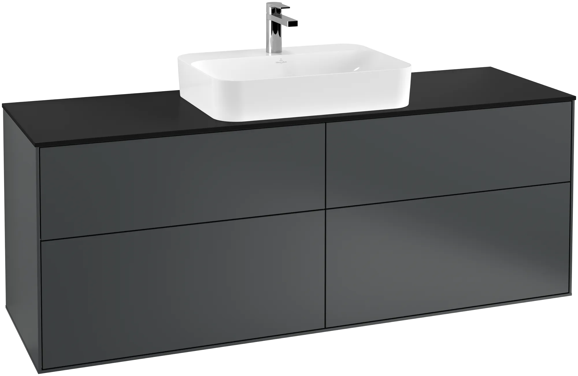 Villeroy & Boch Finion Waschbeckenunterschrank G44, 1600x603x501mm, Midnight Blue Matt Lacquer / Glass Black Matt